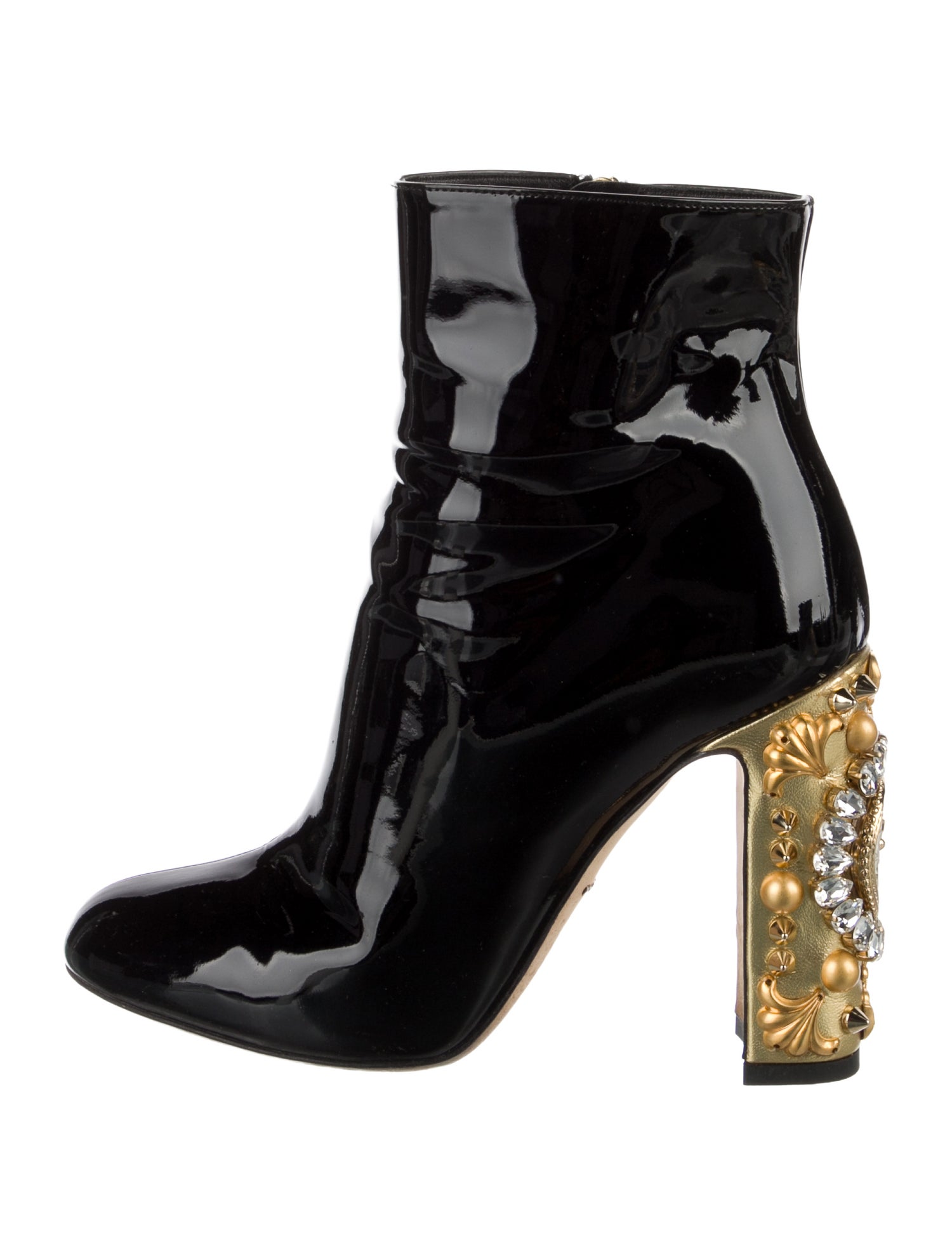 Dolce & Gabbana Spike Accents Patent Leather Boots
