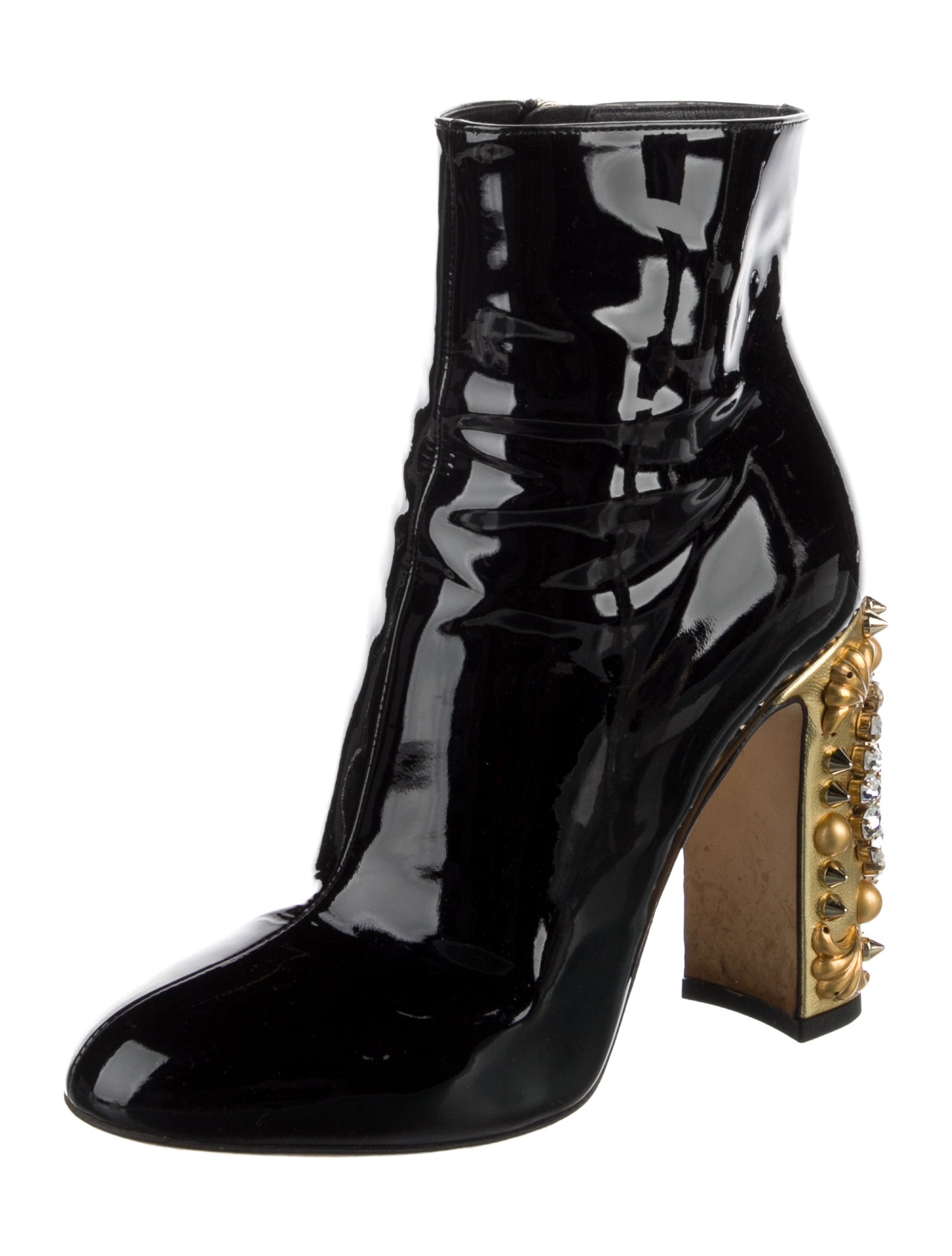 Dolce & Gabbana Spike Accents Patent Leather Boots