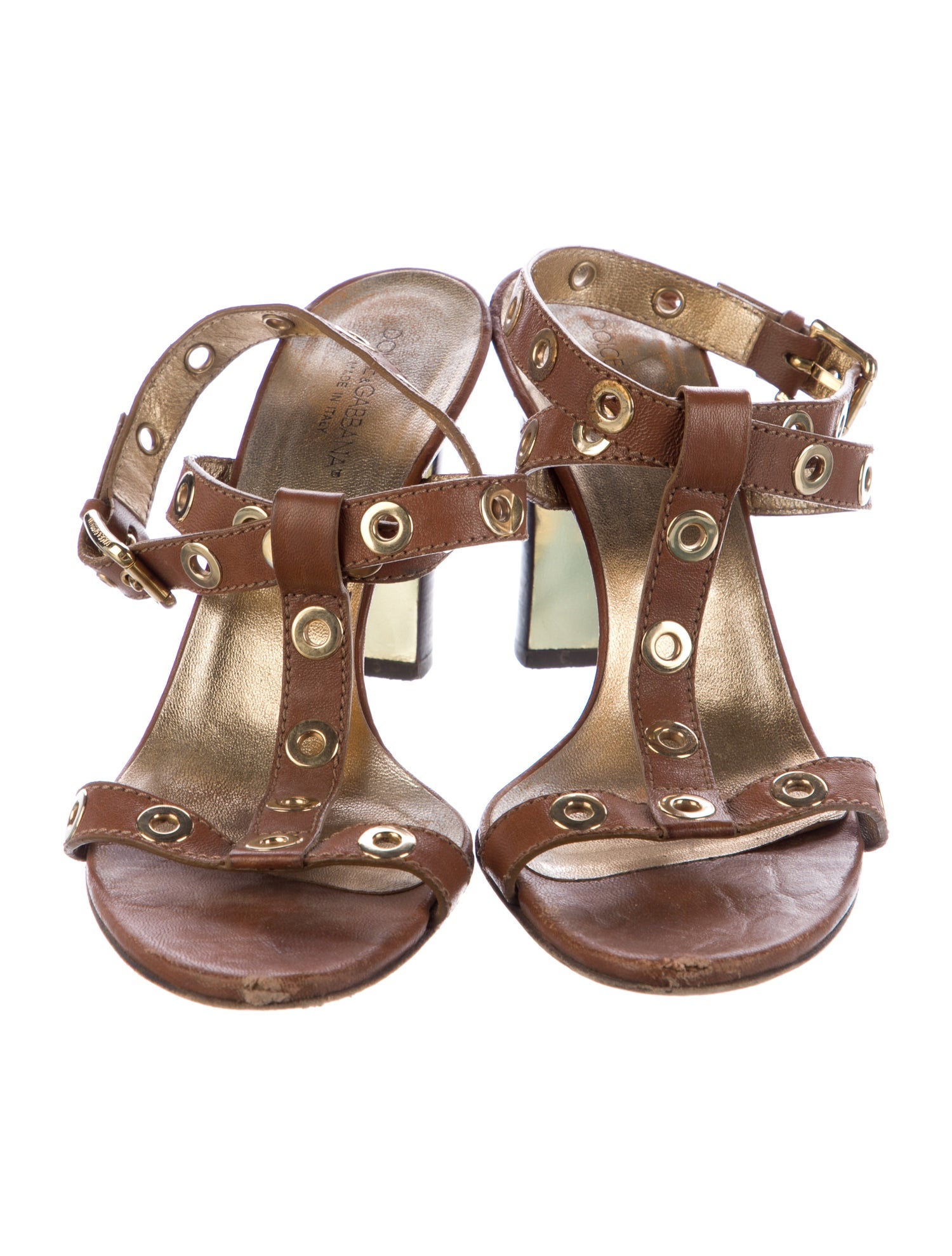 Dolce & Gabbana Leather T-Strap Sandals