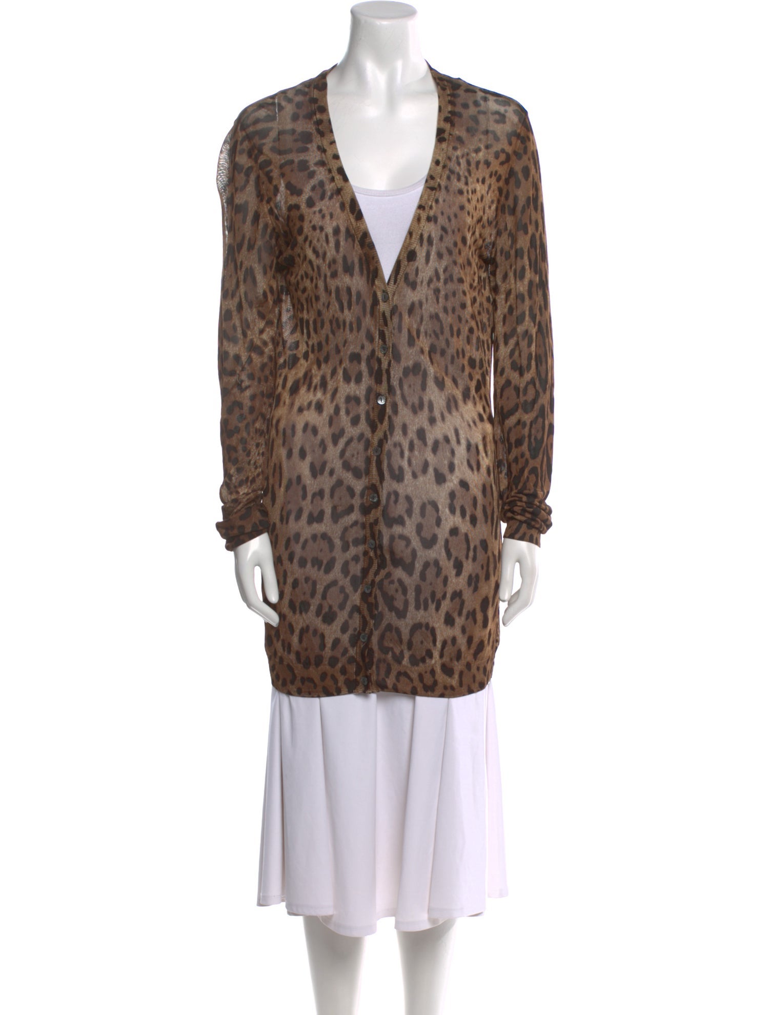 Dolce & Gabbana Animal Print V-Neck Sweater