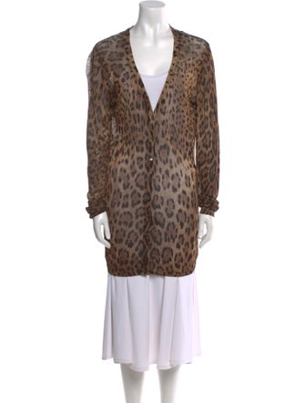 Dolce & Gabbana Animal Print V-Neck Sweater