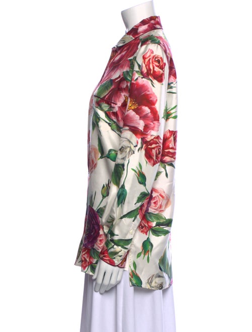 Dolce & Gabbana Silk Floral Print Button-Up Top
