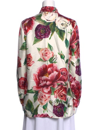 Dolce & Gabbana Silk Floral Print Button-Up Top