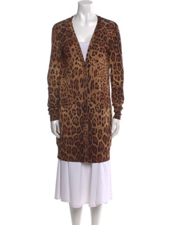 Dolce & Gabbana Animal Print V-Neck Sweater