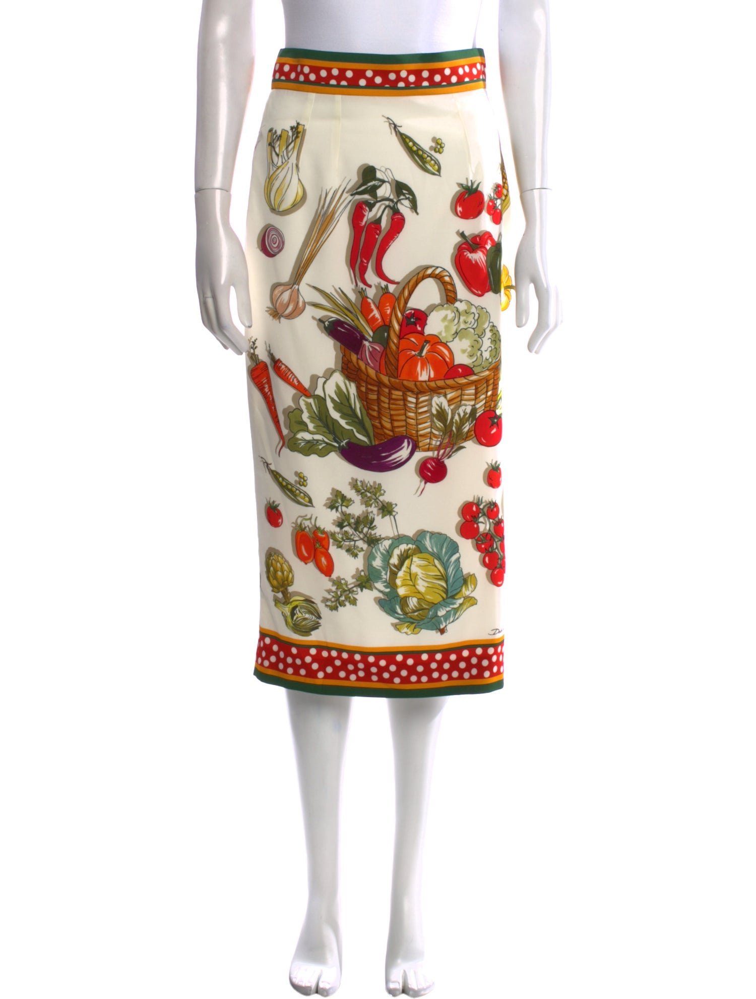 Dolce & Gabbana Silk Midi Length Skirt