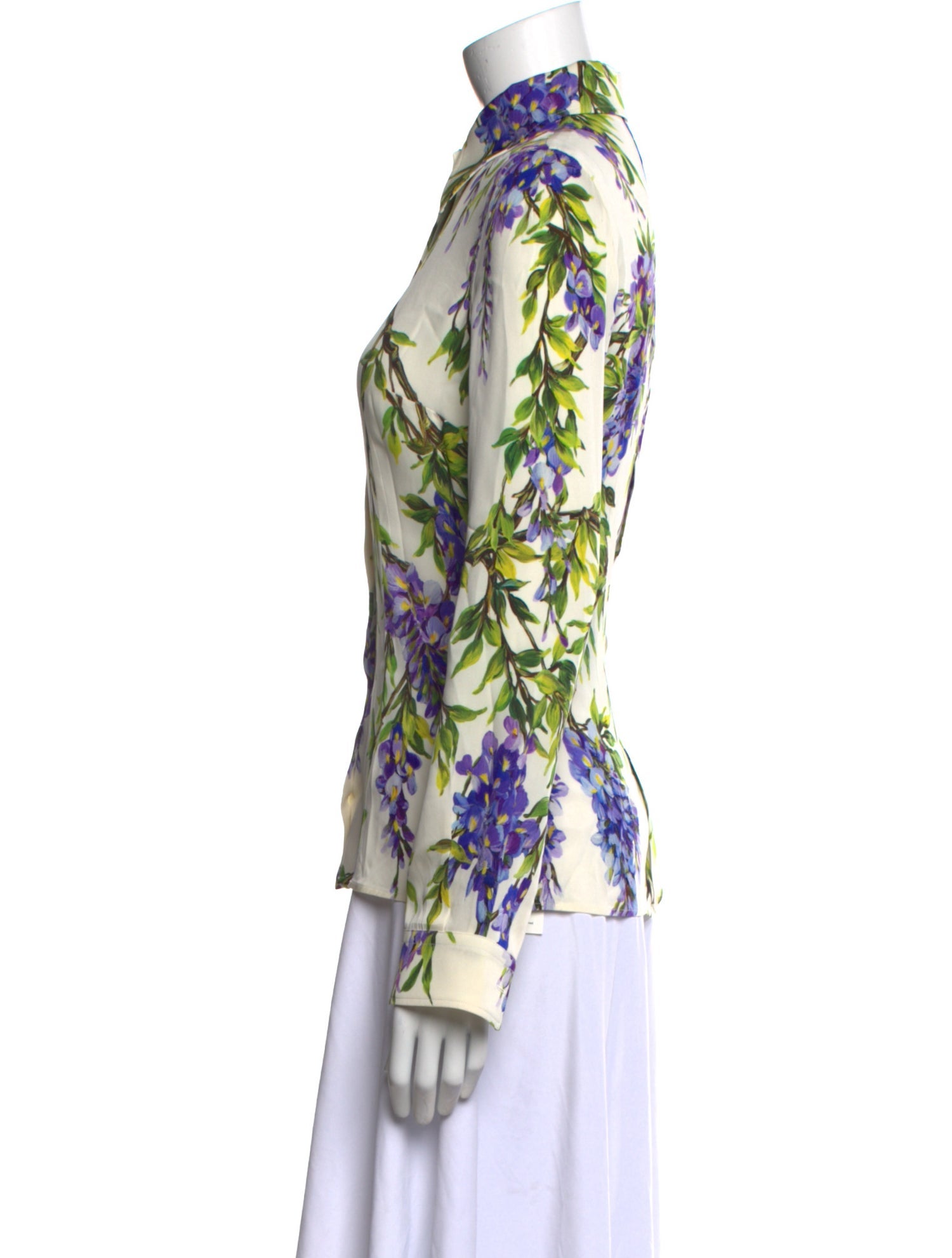 Dolce & Gabbana Silk Floral Print Button-Up Top