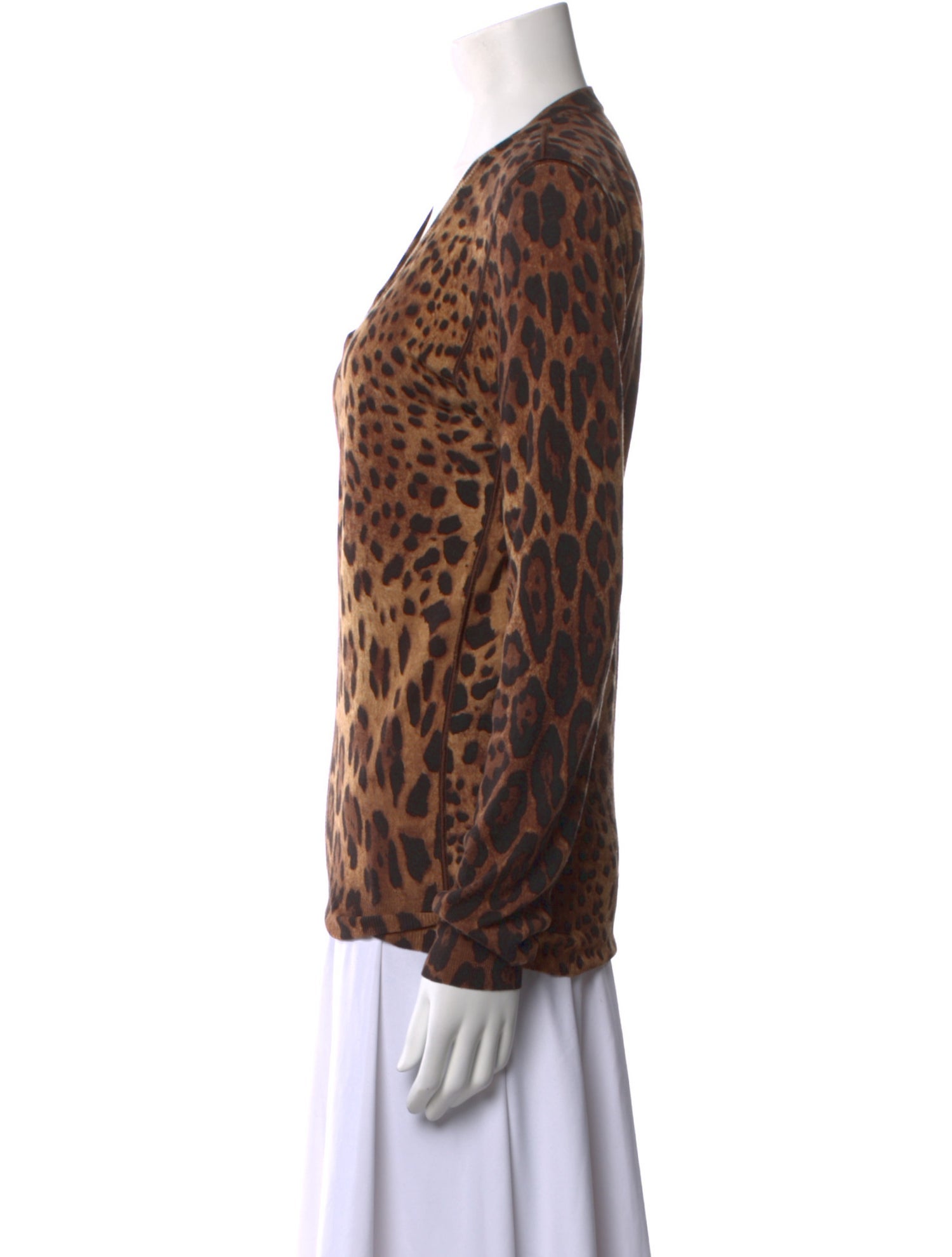 Dolce & Gabbana Animal Print V-Neck Sweater