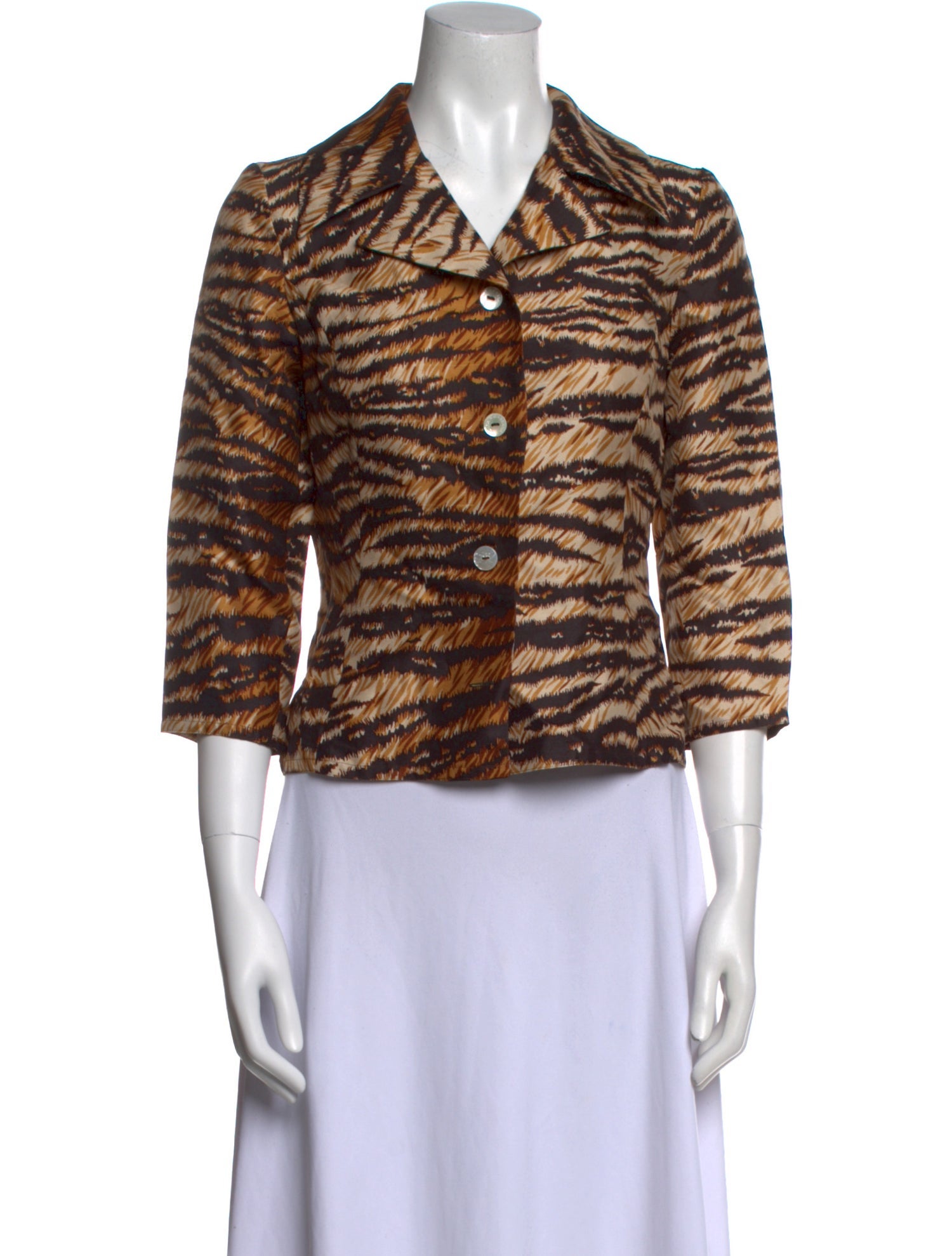 Dolce & Gabbana Silk Animal Print Button-Up Top