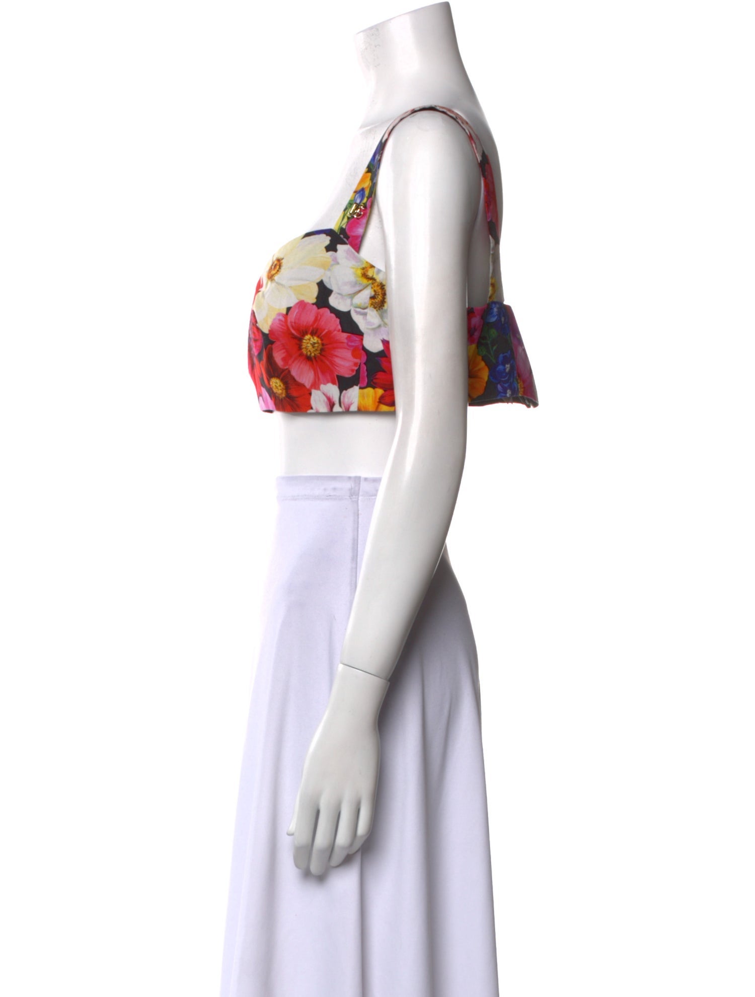 Dolce & Gabbana Floral Print Square Neckline Crop Top