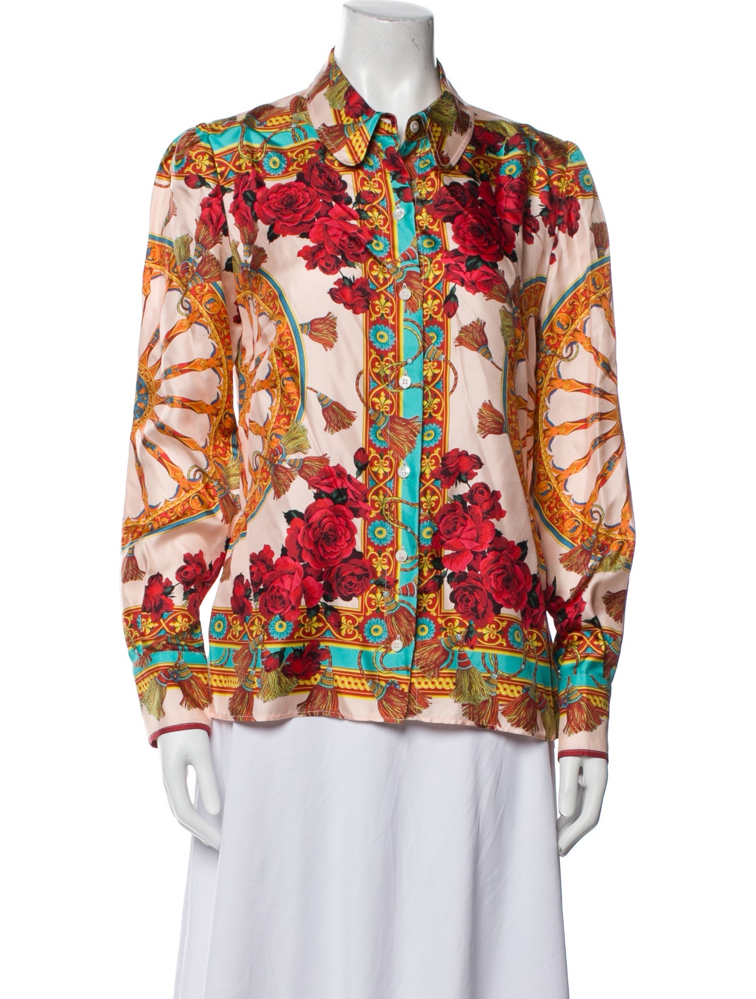 Dolce & Gabbana Silk Printed Button-Up Top