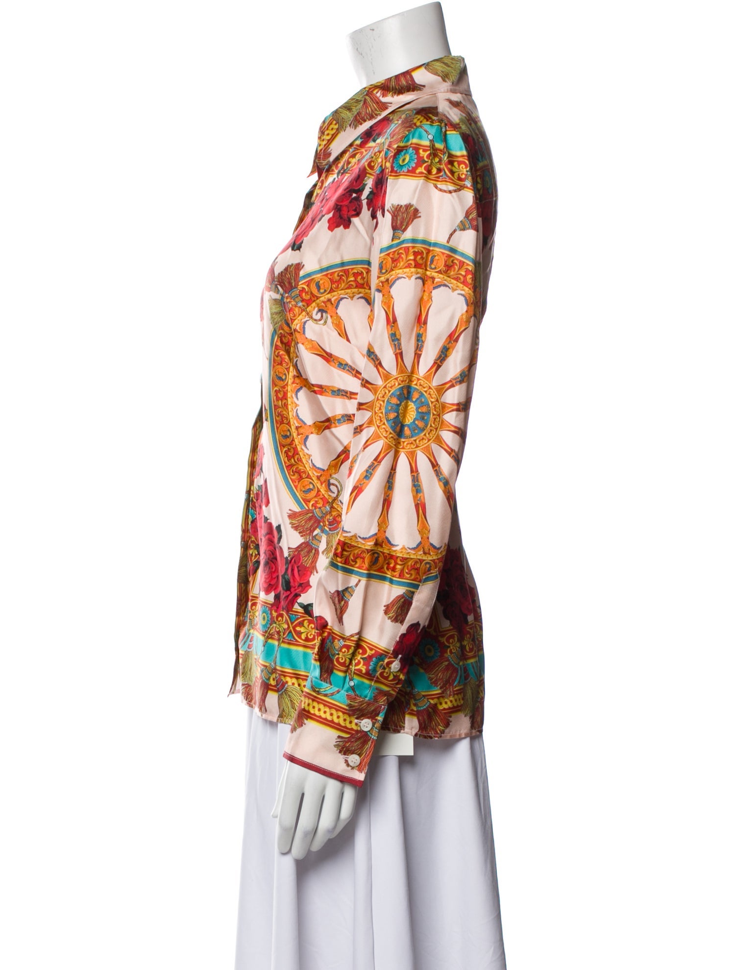 Dolce & Gabbana Silk Printed Button-Up Top