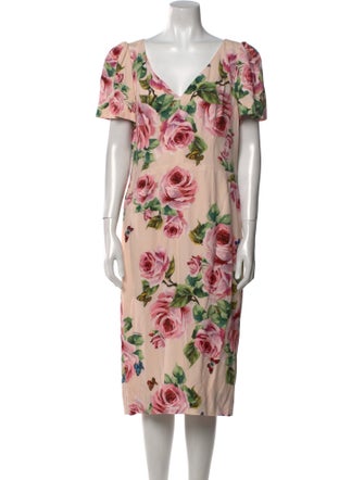 Dolce & Gabbana Floral Print Midi Length Dress