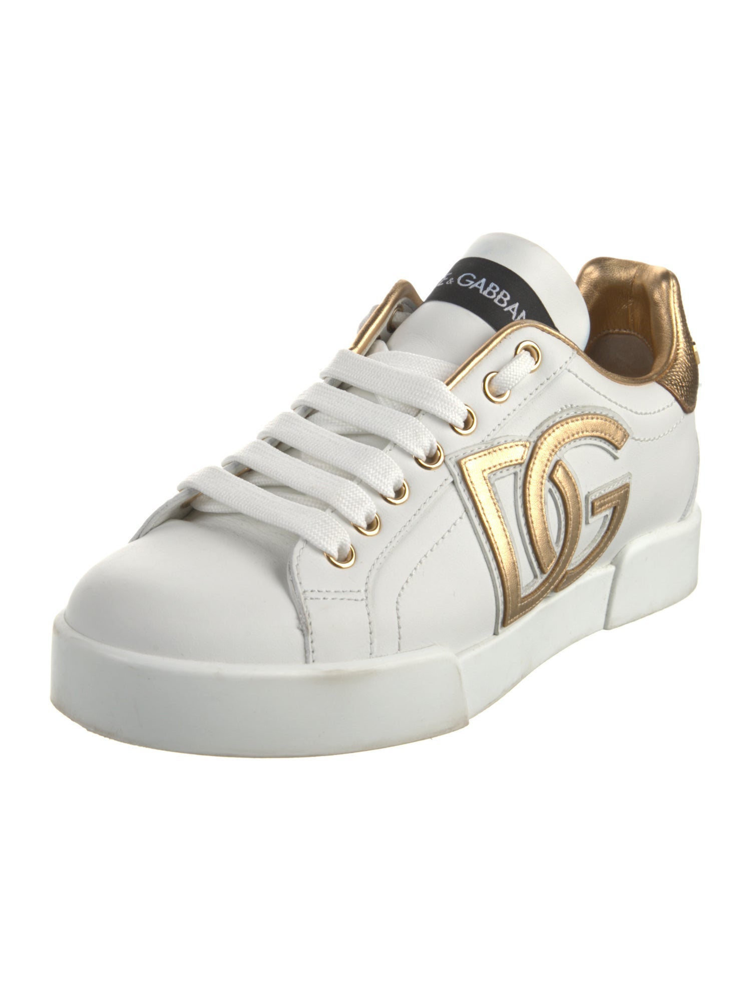 Dolce & Gabbana Faux Pearl Accents Leather Sneakers