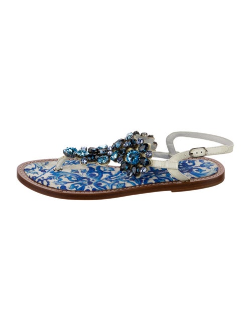 Dolce & Gabbana Leather Floral Print Slingback Sandals