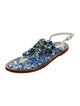 Dolce & Gabbana Leather Floral Print Slingback Sandals