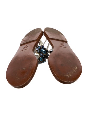 Dolce & Gabbana Leather Floral Print Slingback Sandals