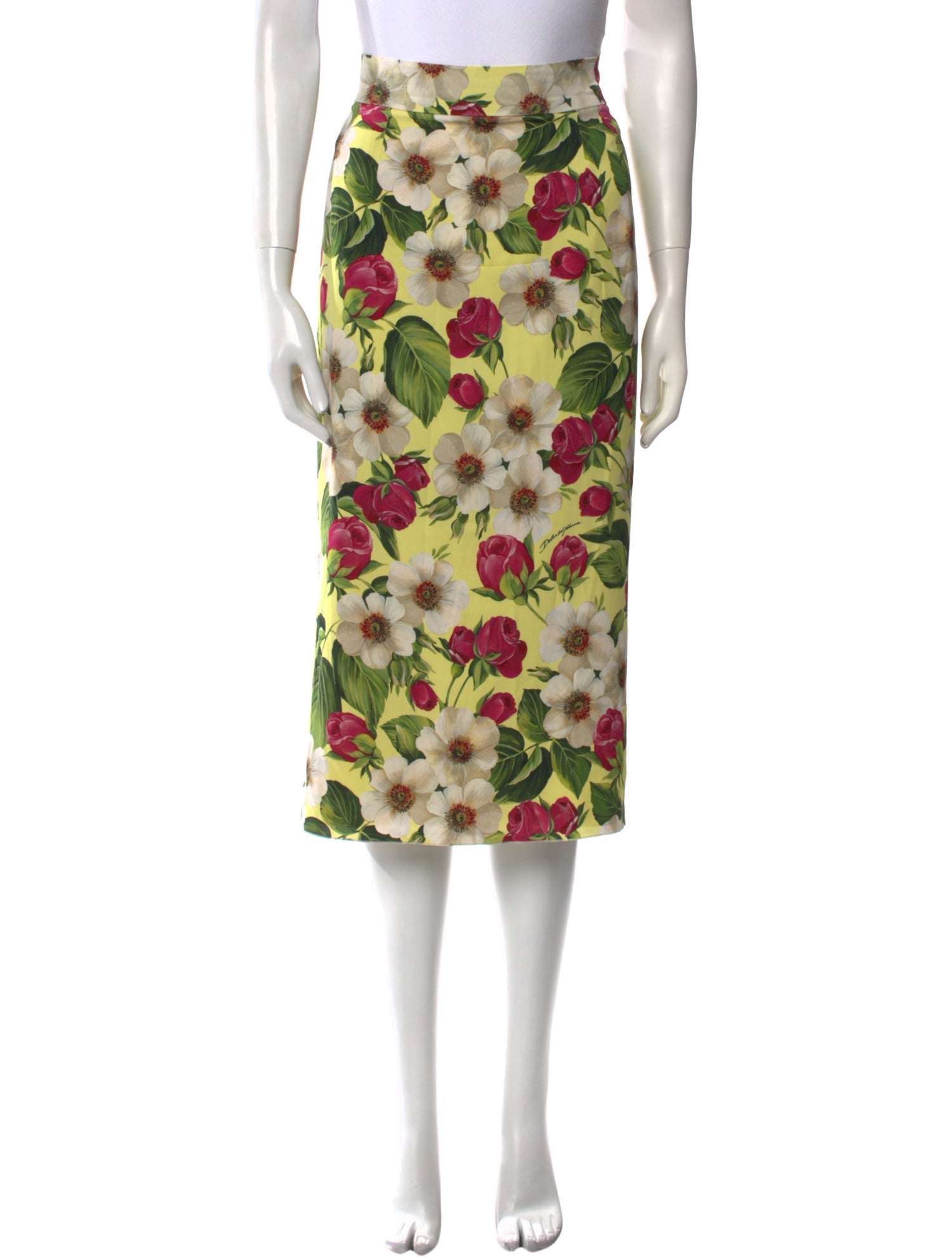 Dolce & Gabbana Silk Midi Length Skirt