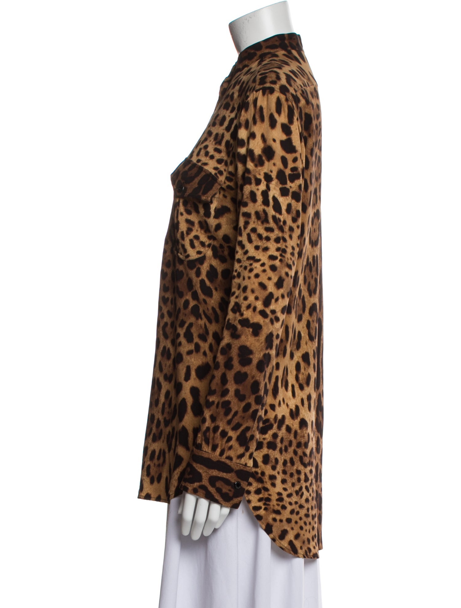 Dolce & Gabbana Silk Animal Print Button-Up Top