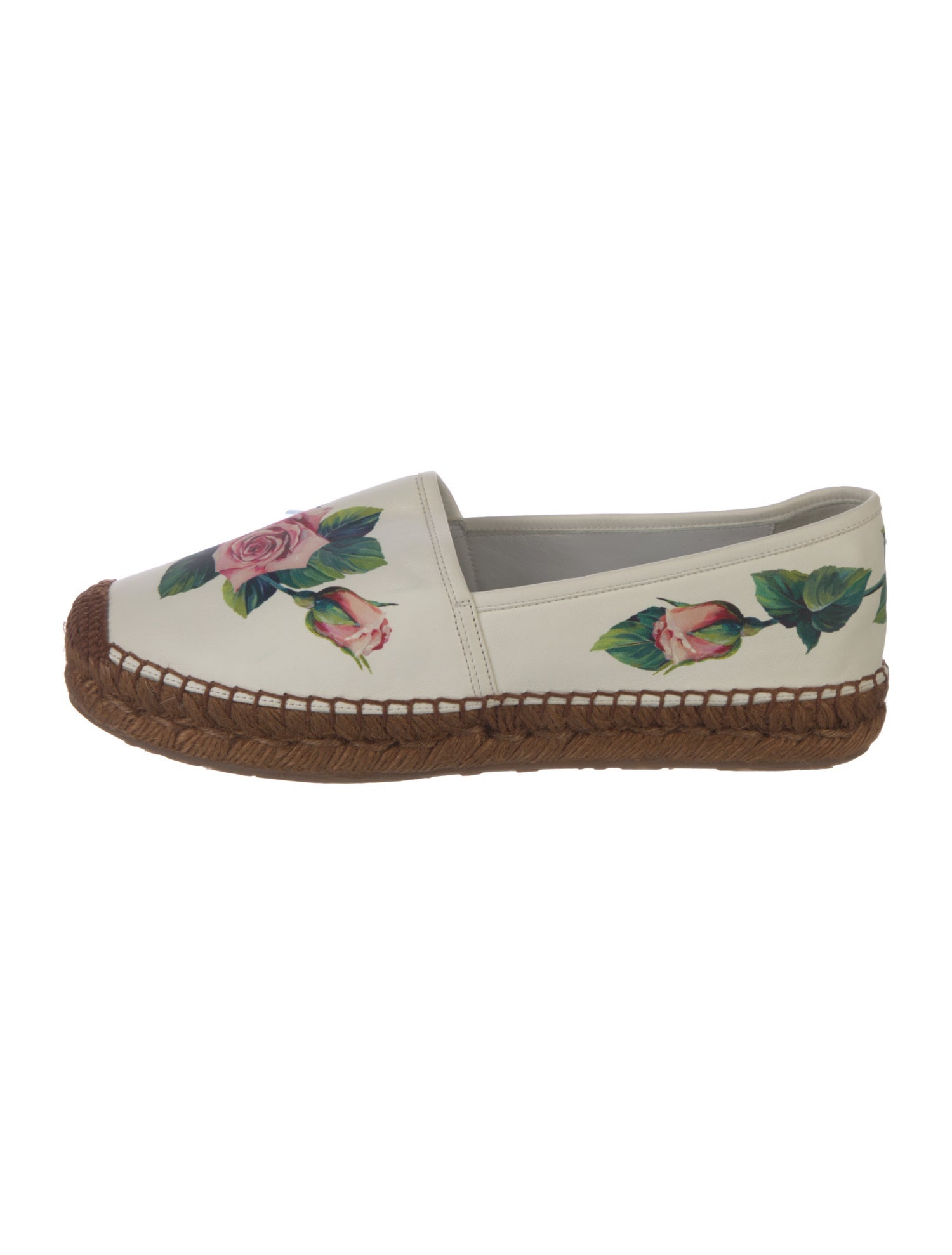 Dolce & Gabbana Leather Floral Print Espadrilles