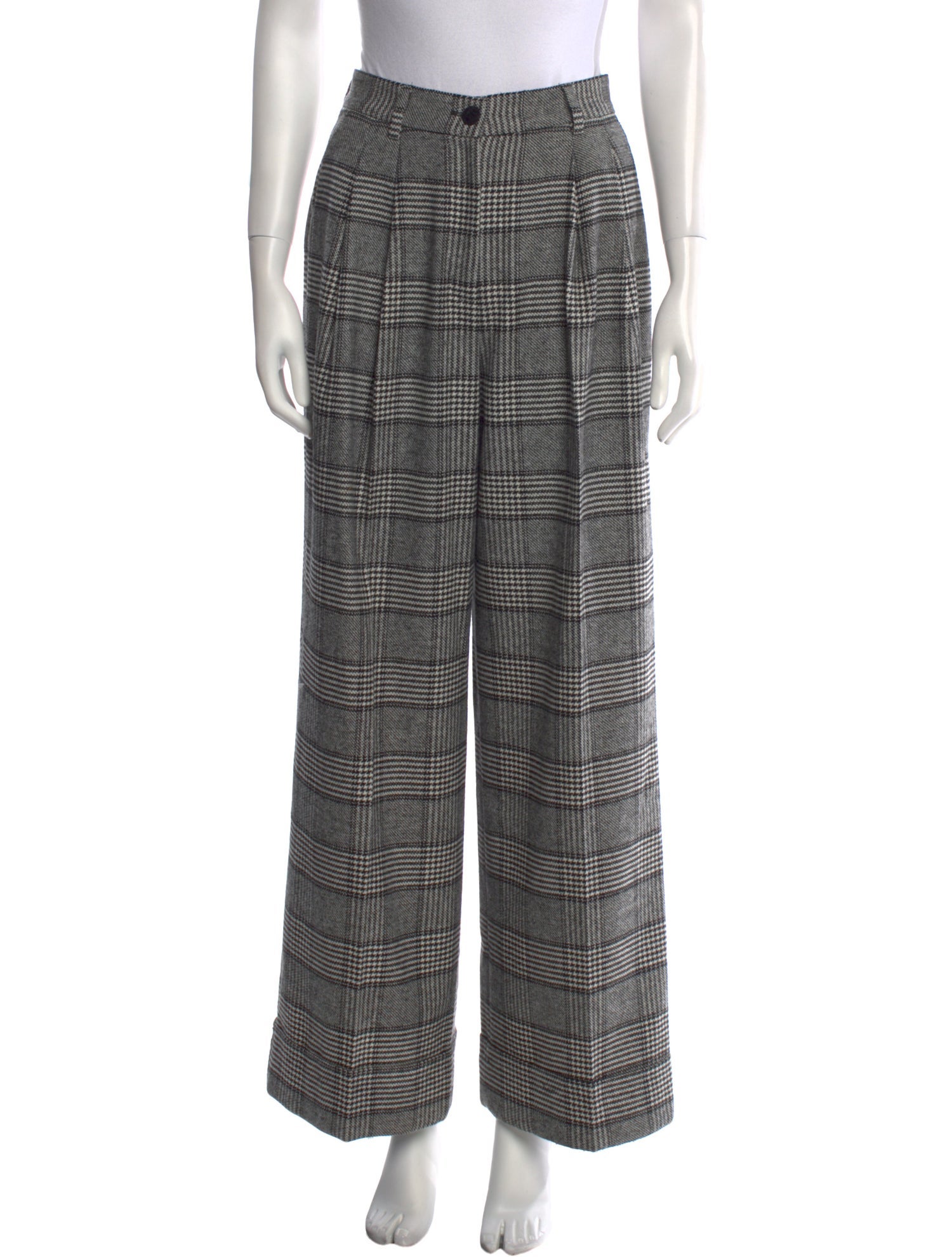 Dolce & Gabbana Plaid Print Wide Leg Pants