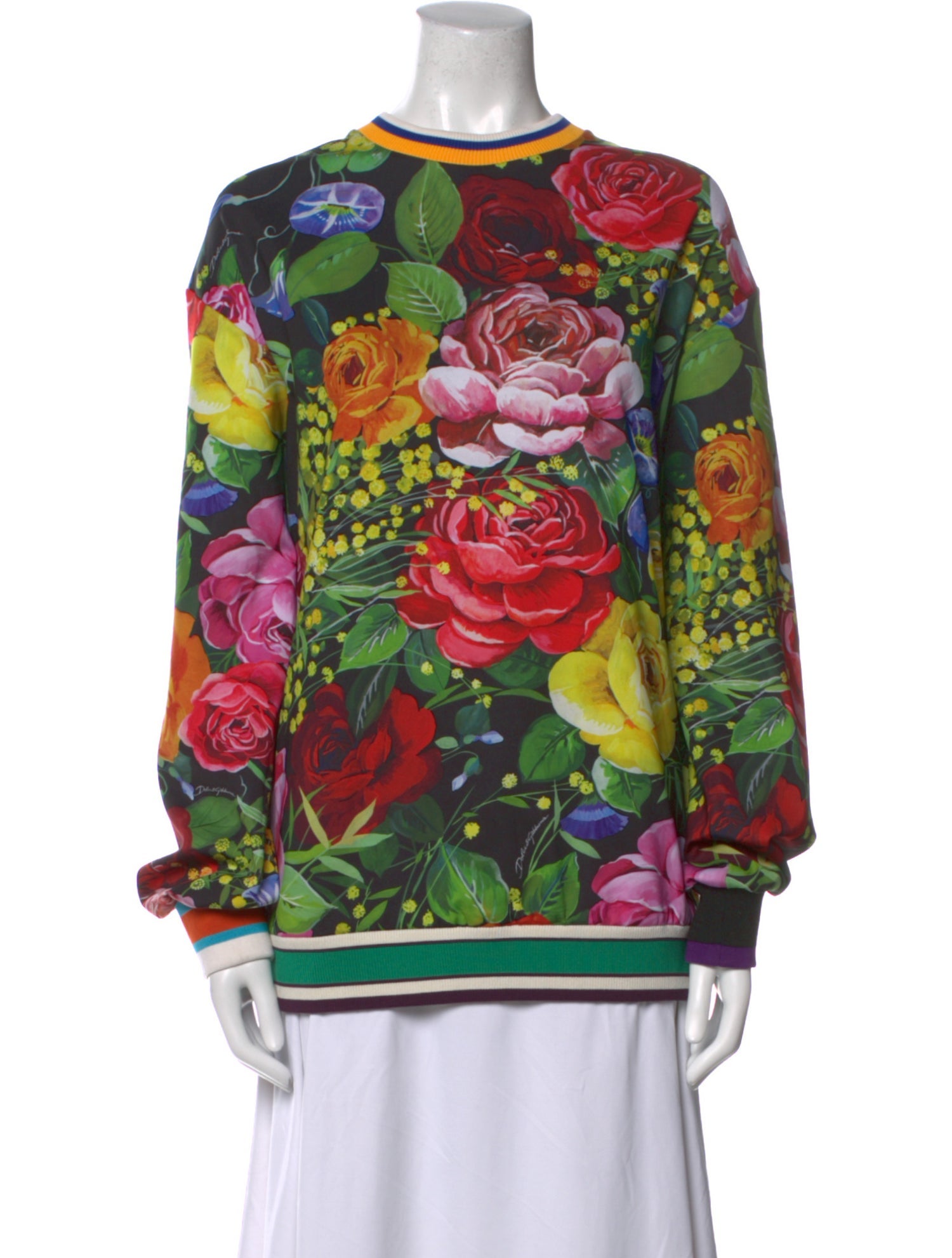 Dolce & Gabbana Nylon Floral Print Sweatshirt