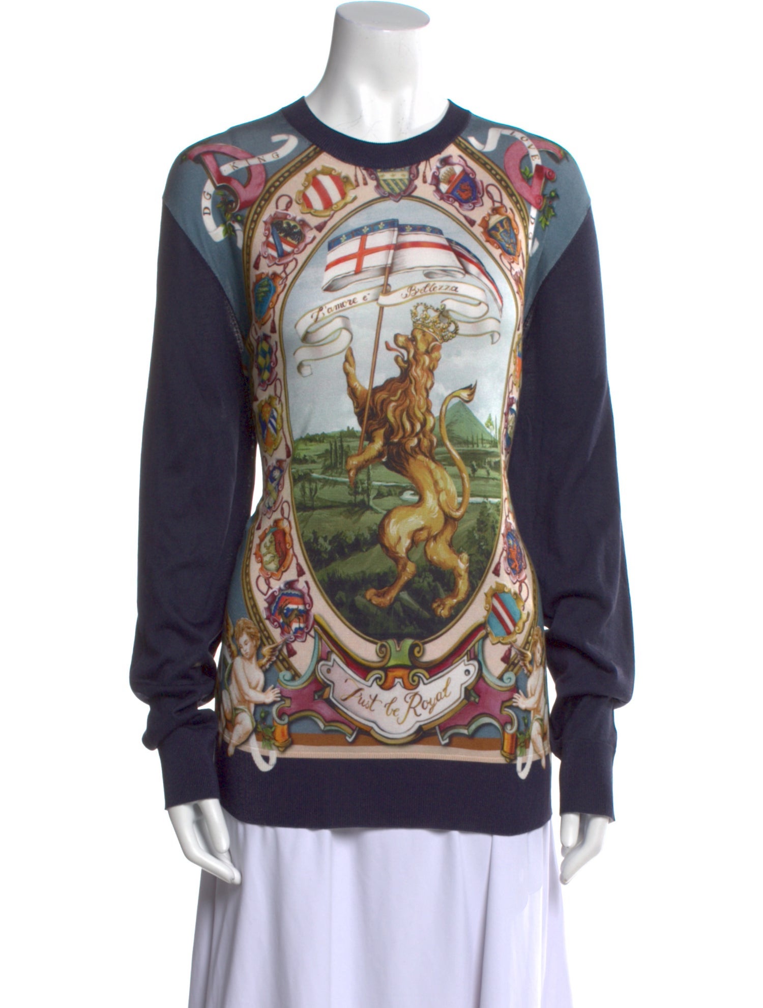 Dolce & Gabbana Silk Graphic Print Sweatshirt w/ Tags