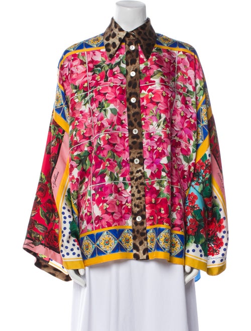 Dolce & Gabbana Silk Printed Button-Up Top