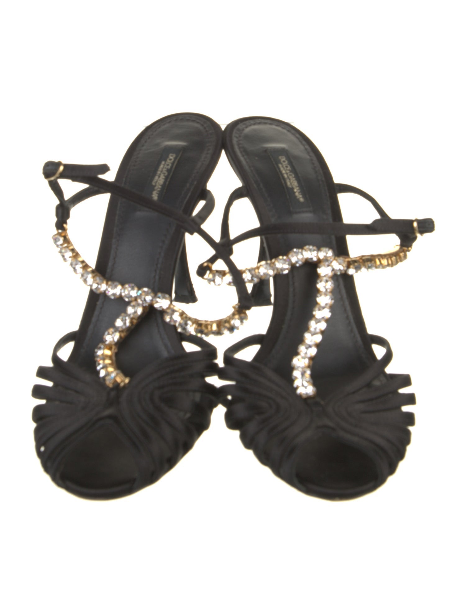 Dolce & Gabbana Satin Crystal Embellishments T-Strap Pumps