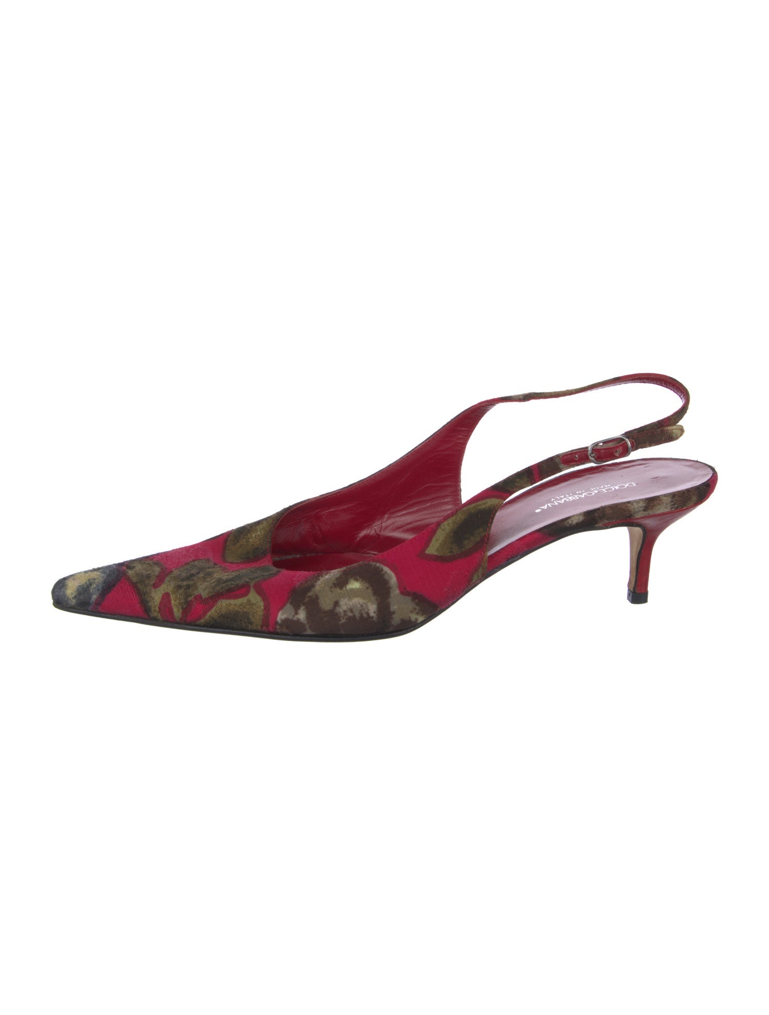 Dolce & Gabbana Leather Printed Slingback Pumps