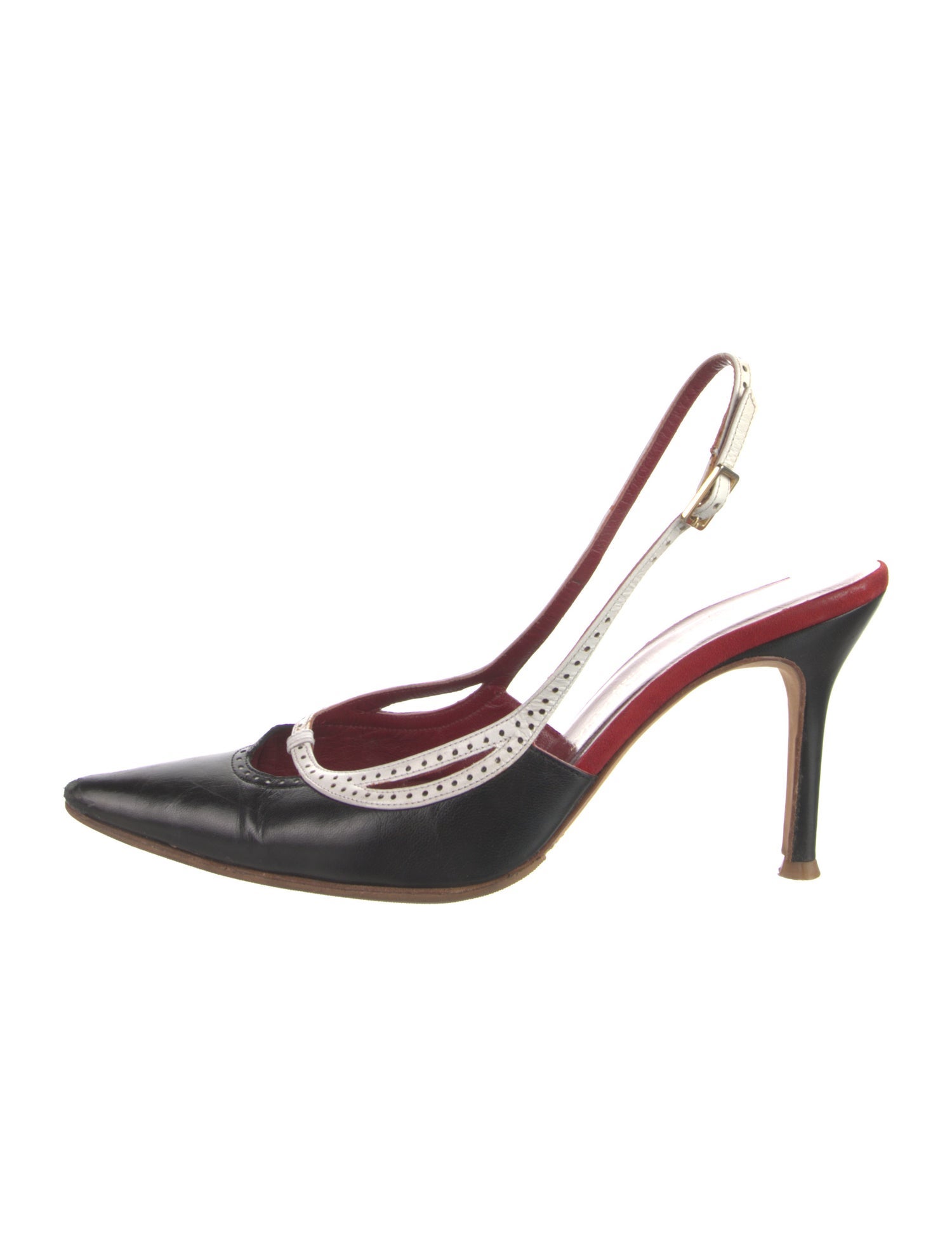 Dolce & Gabbana Leather Colorblock Pattern Slingback Pumps