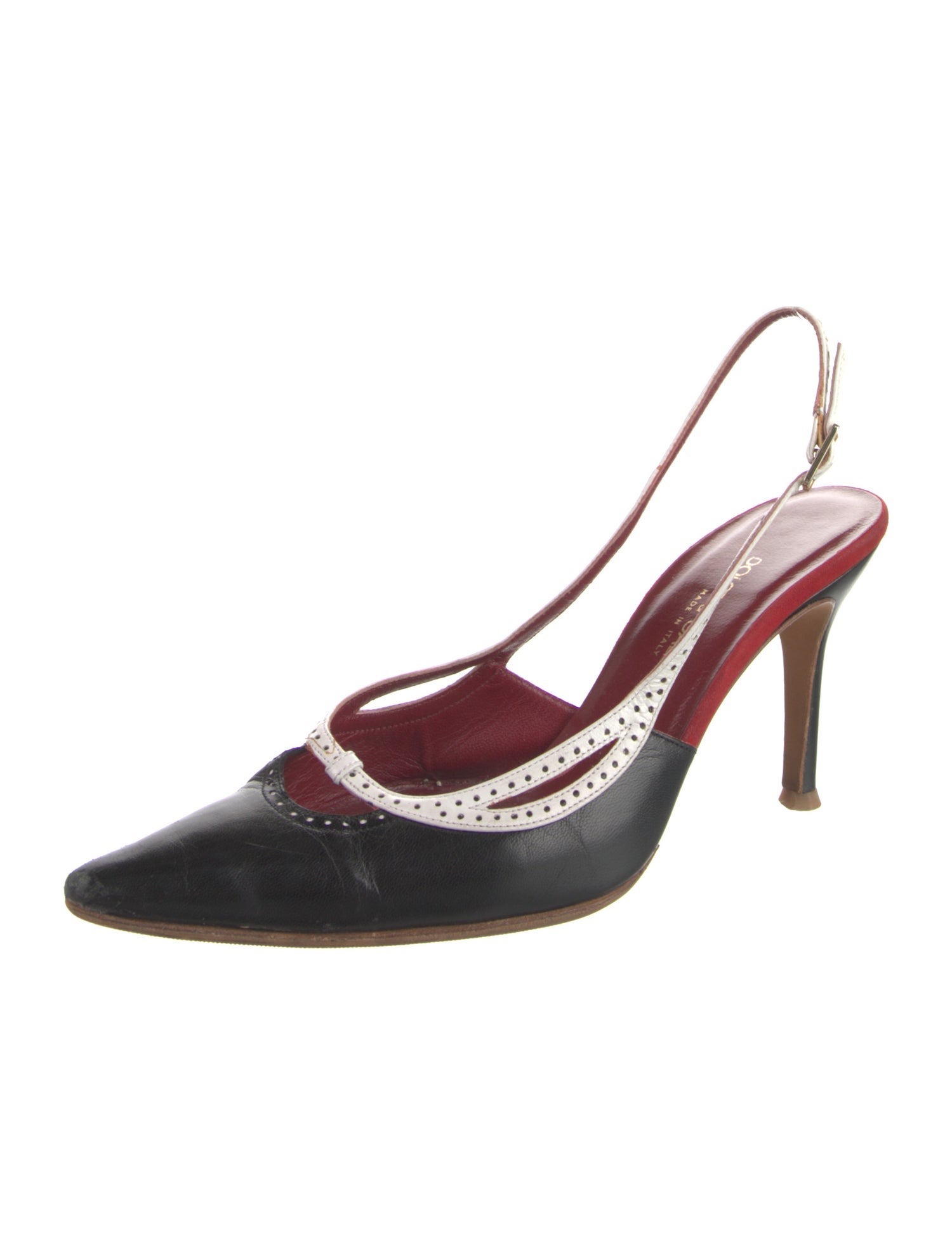Dolce & Gabbana Leather Colorblock Pattern Slingback Pumps