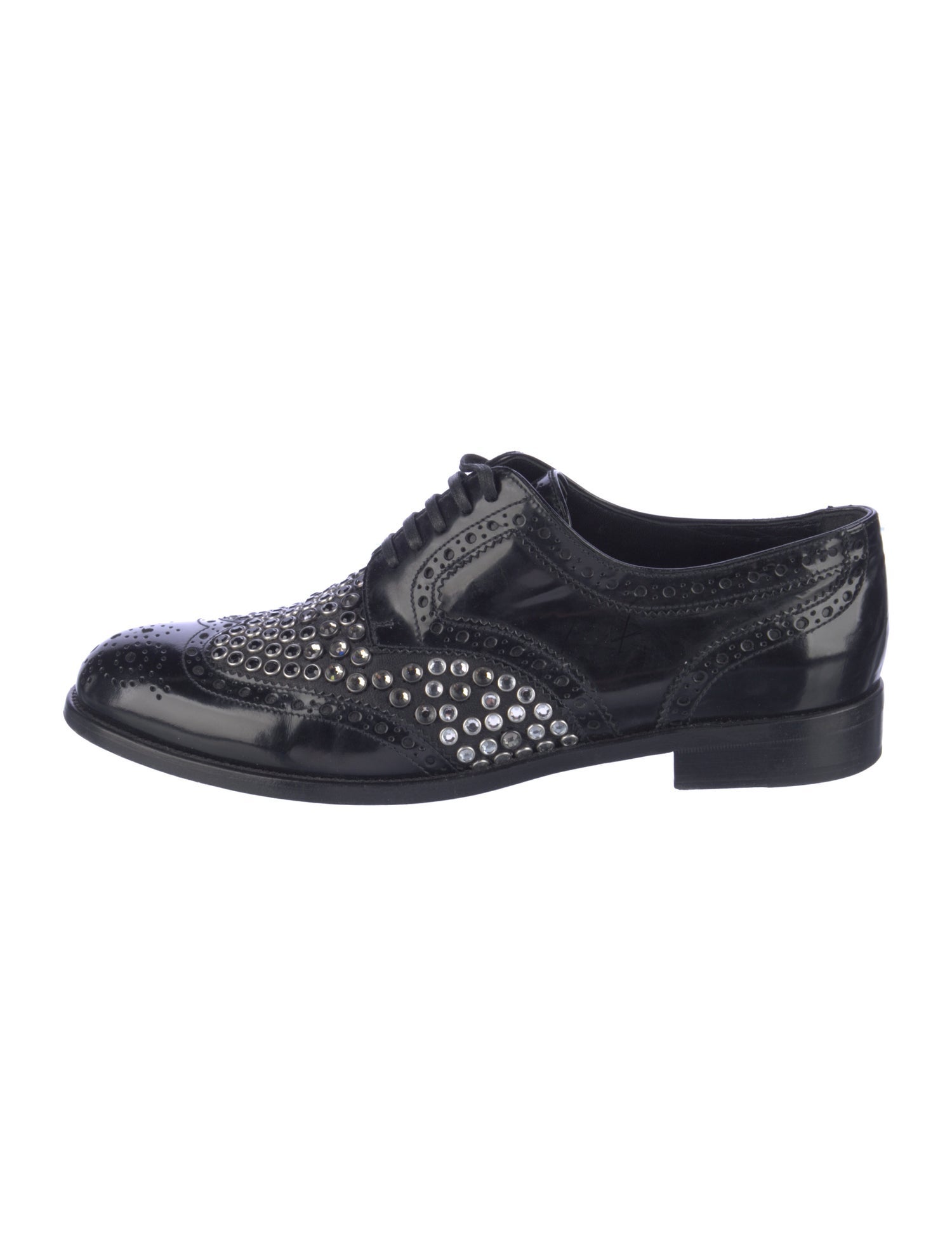 Dolce & Gabbana Leather Crystal Embellishments Oxfords