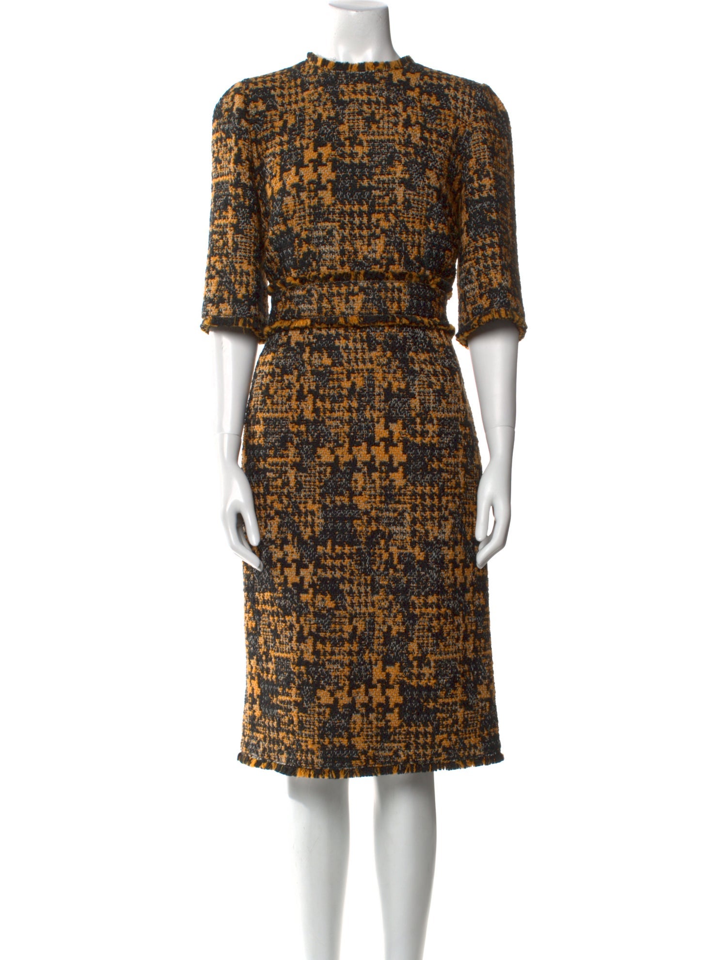 Dolce & Gabbana Tweed Pattern Midi Length Dress