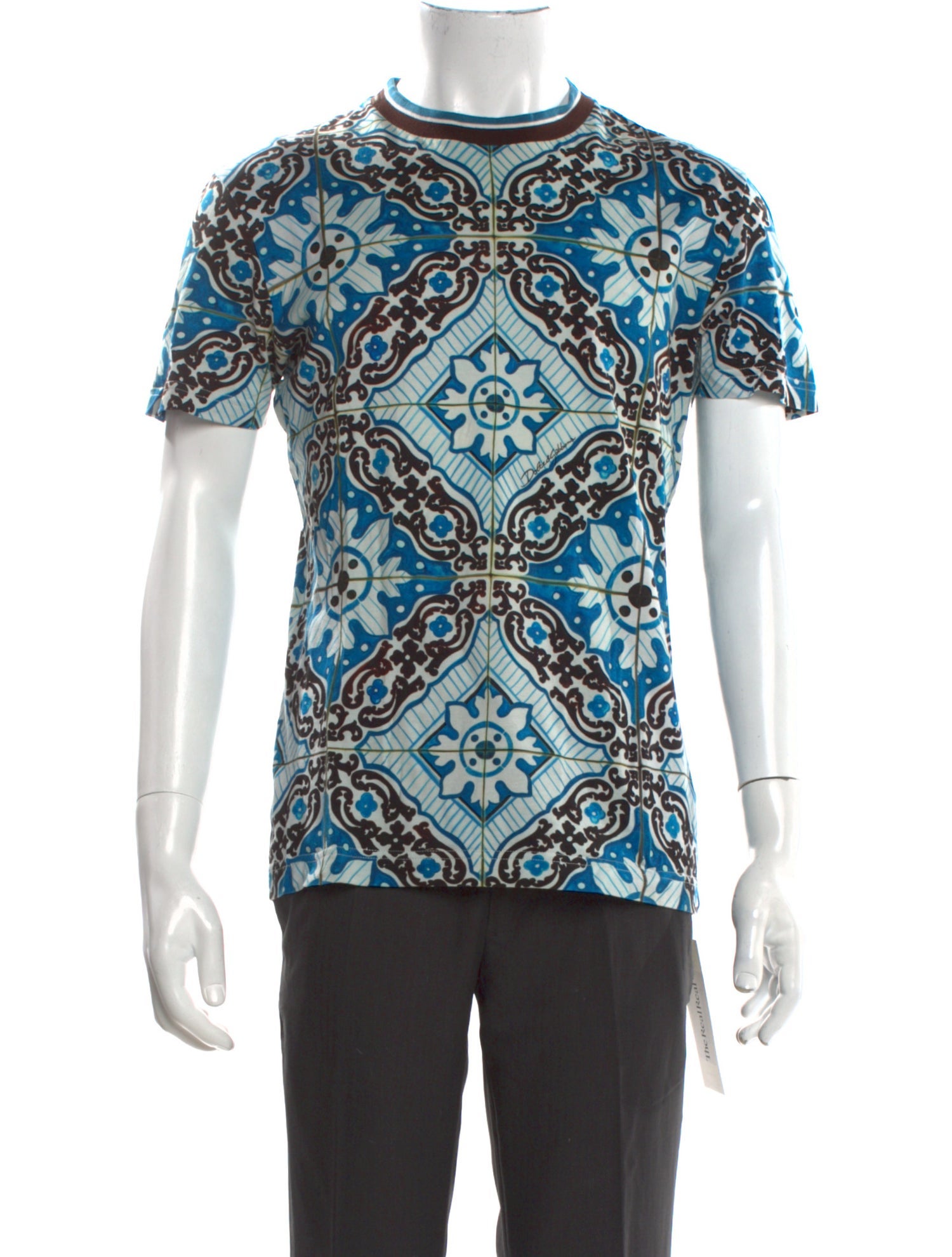 Dolce & Gabbana Majolica Print Crew Neck T-Shirt