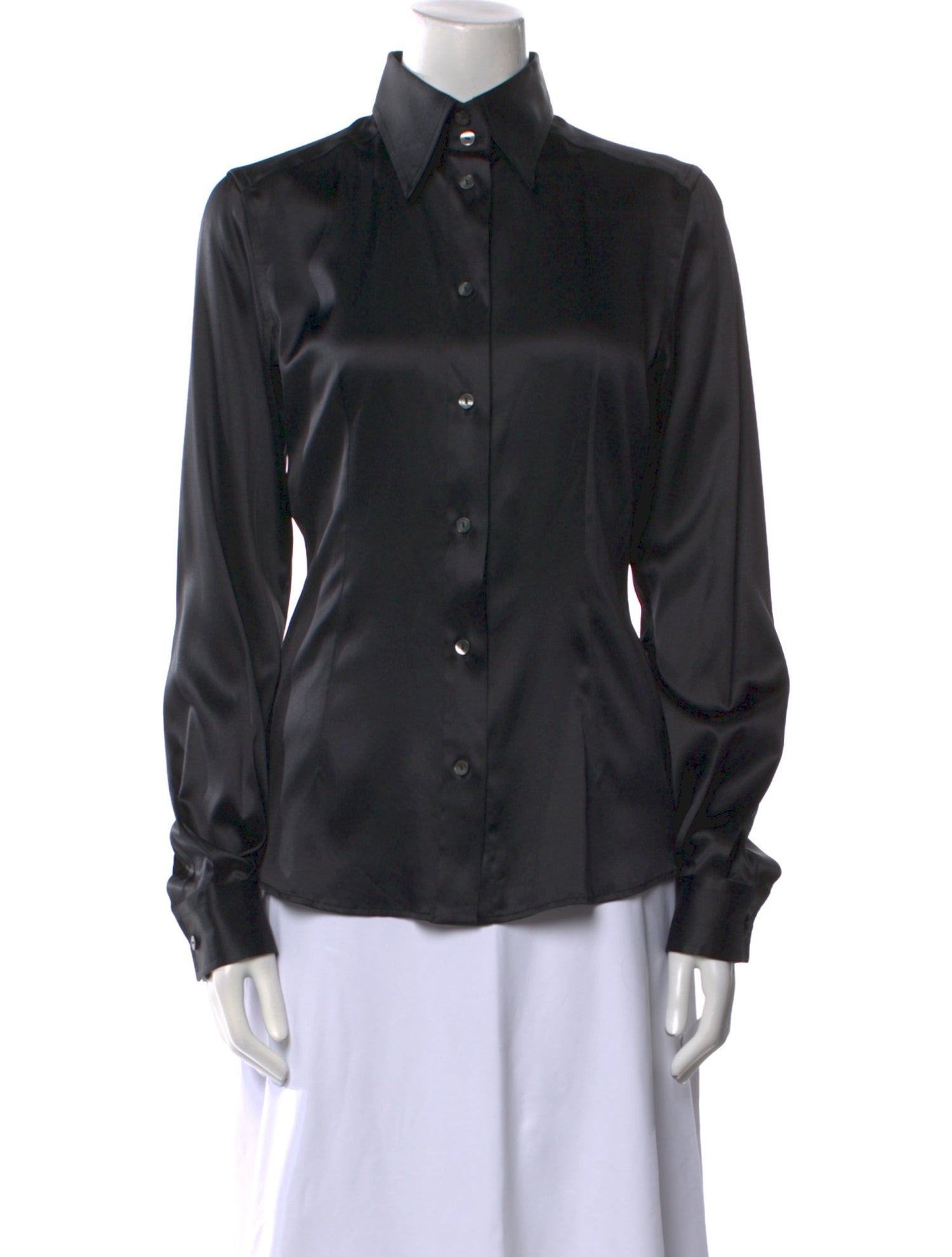 Dolce & Gabbana Silk Long Sleeve Button-Up Top