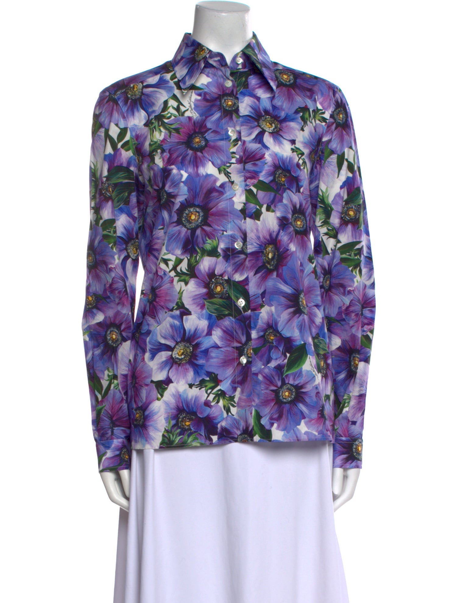 Dolce & Gabbana Floral Print Long Sleeve Button-Up Top