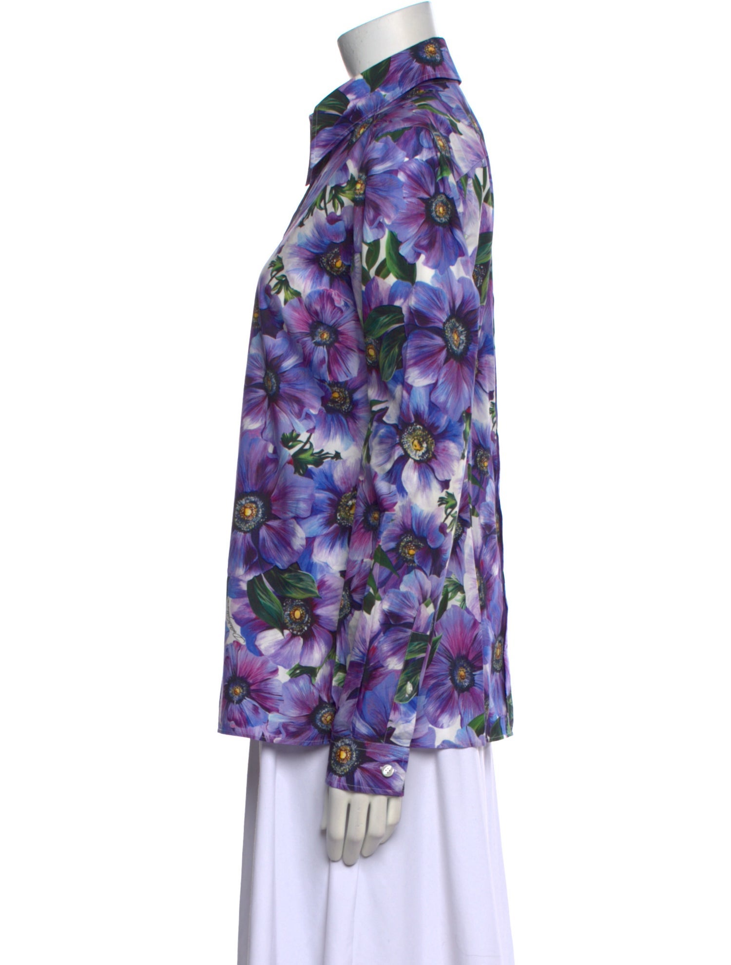 Dolce & Gabbana Floral Print Long Sleeve Button-Up Top