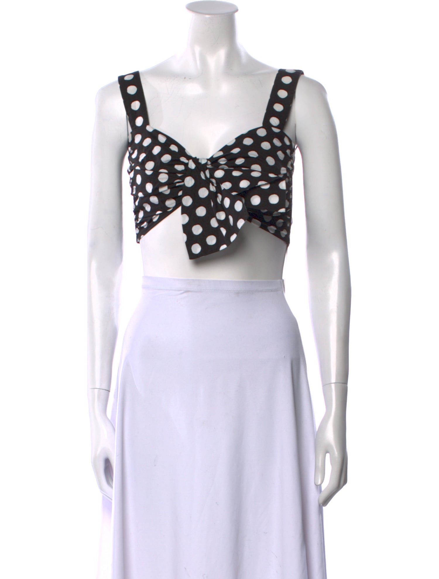 Dolce & Gabbana Polka Dot Print Square Neckline Crop Top