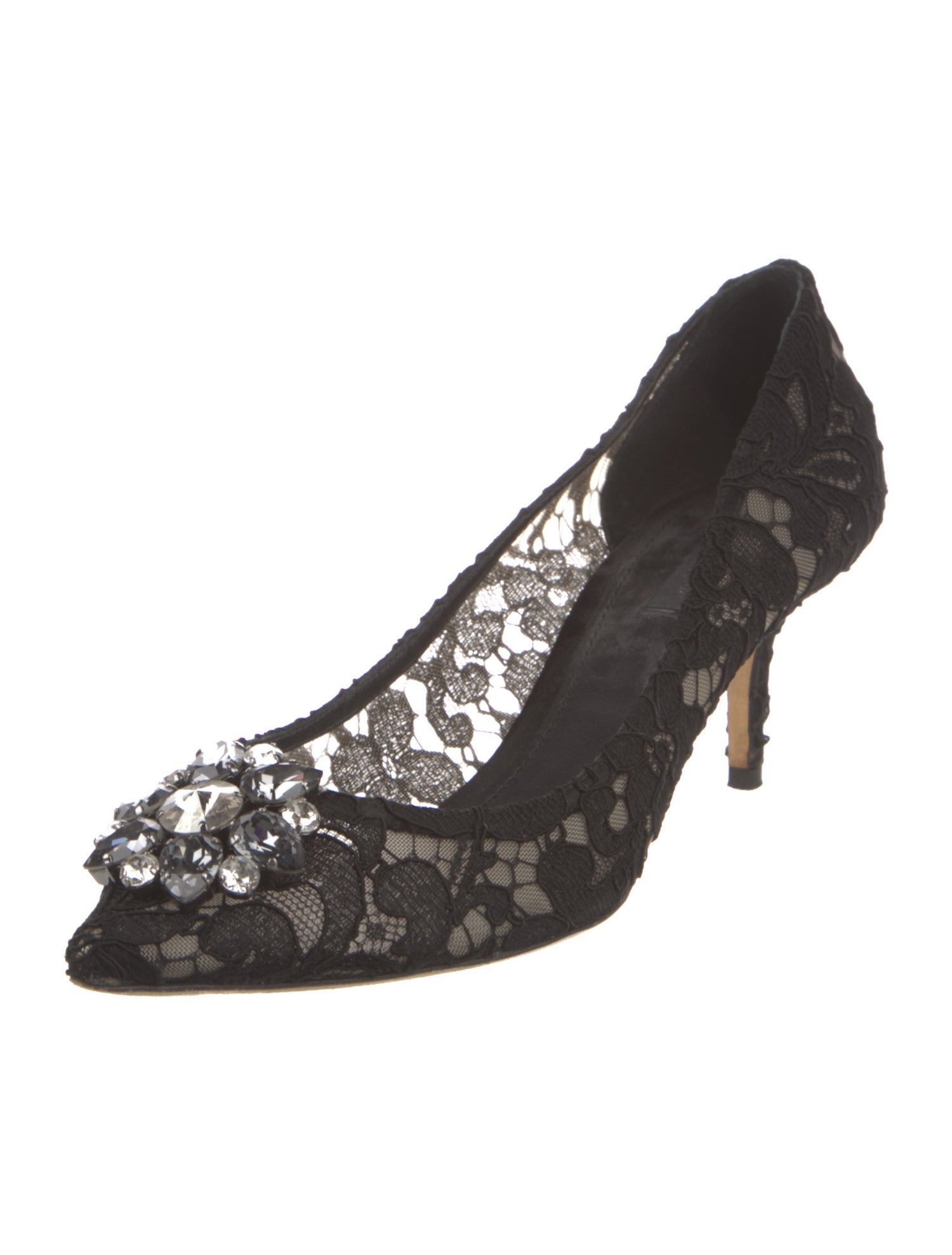 Dolce & Gabbana Lace Crystal Embellishments Pumps