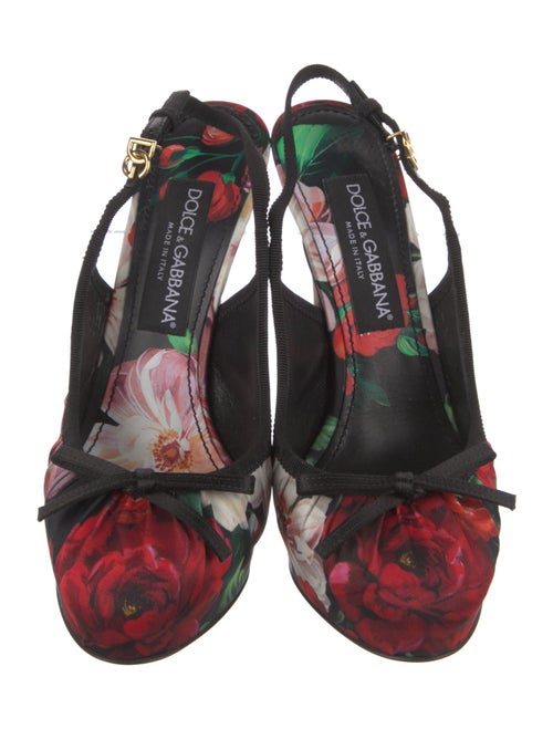 Dolce & Gabbana Floral Print Bow Accents Slingback Pumps
