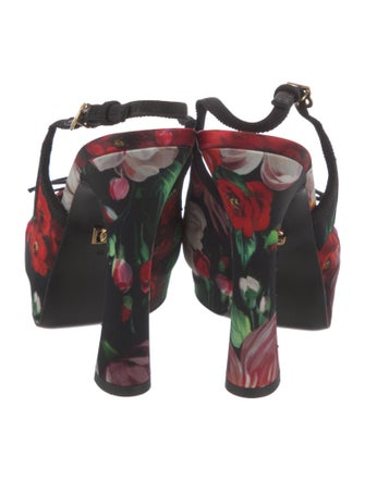 Dolce & Gabbana Floral Print Bow Accents Slingback Pumps