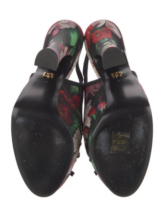 Dolce & Gabbana Floral Print Bow Accents Slingback Pumps