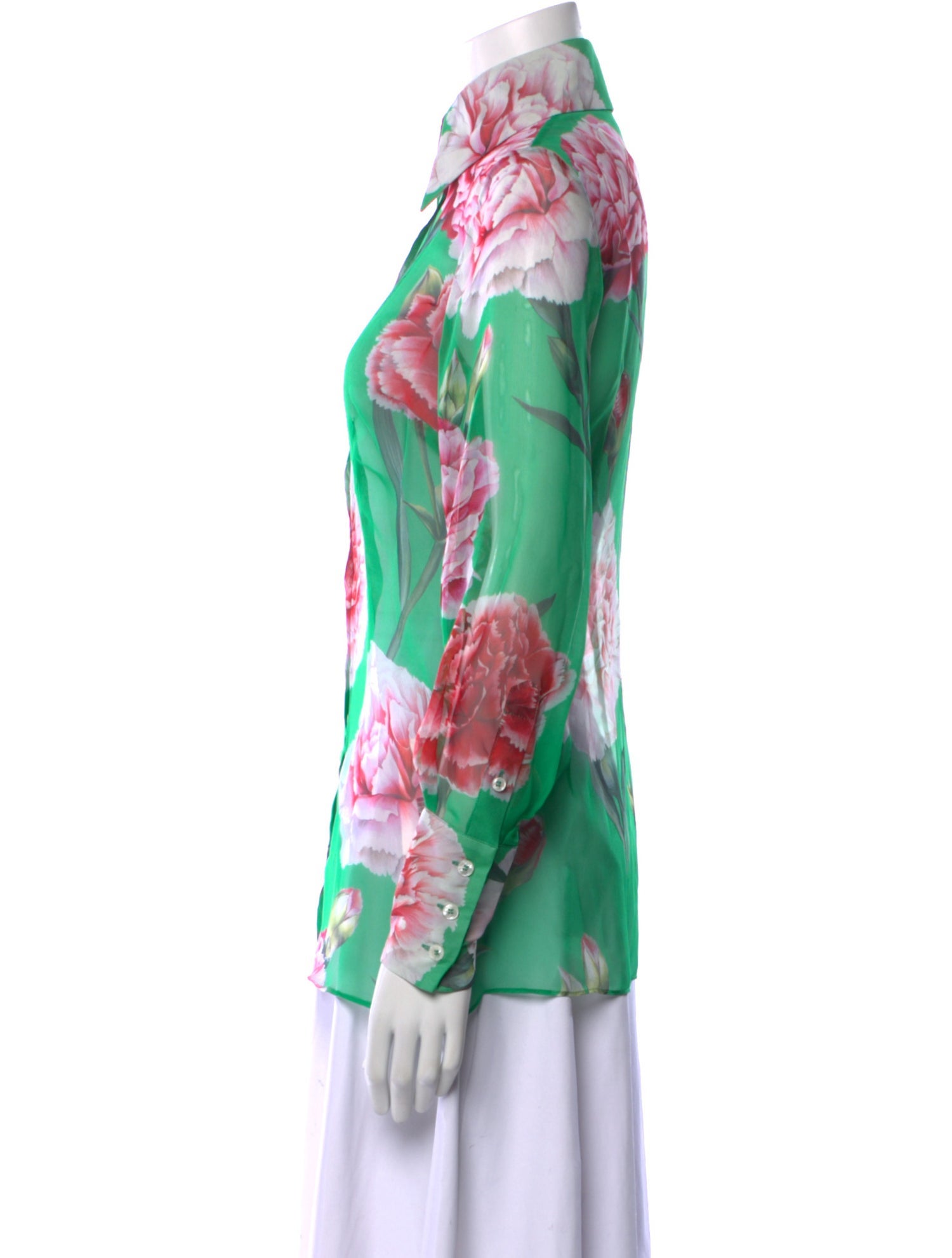 Dolce & Gabbana Silk Floral Print Button-Up Top