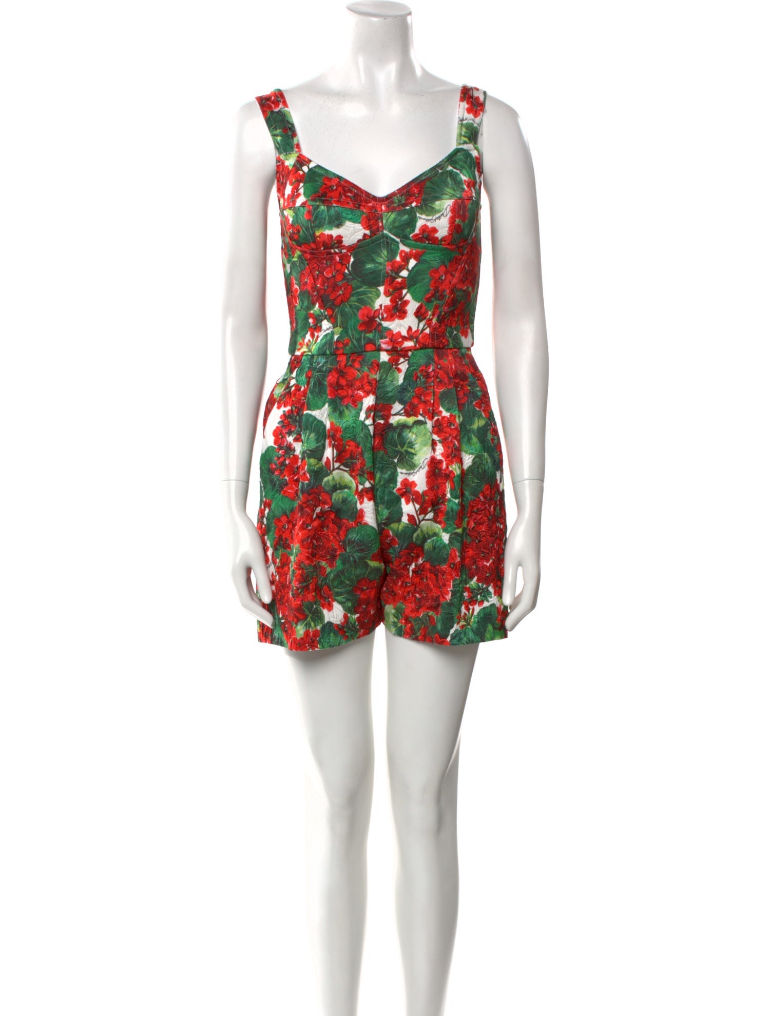 Dolce & Gabbana Floral Print V-Neck Romper