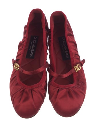 Dolce & Gabbana Satin Grosgrain Trim Mary Jane Flats