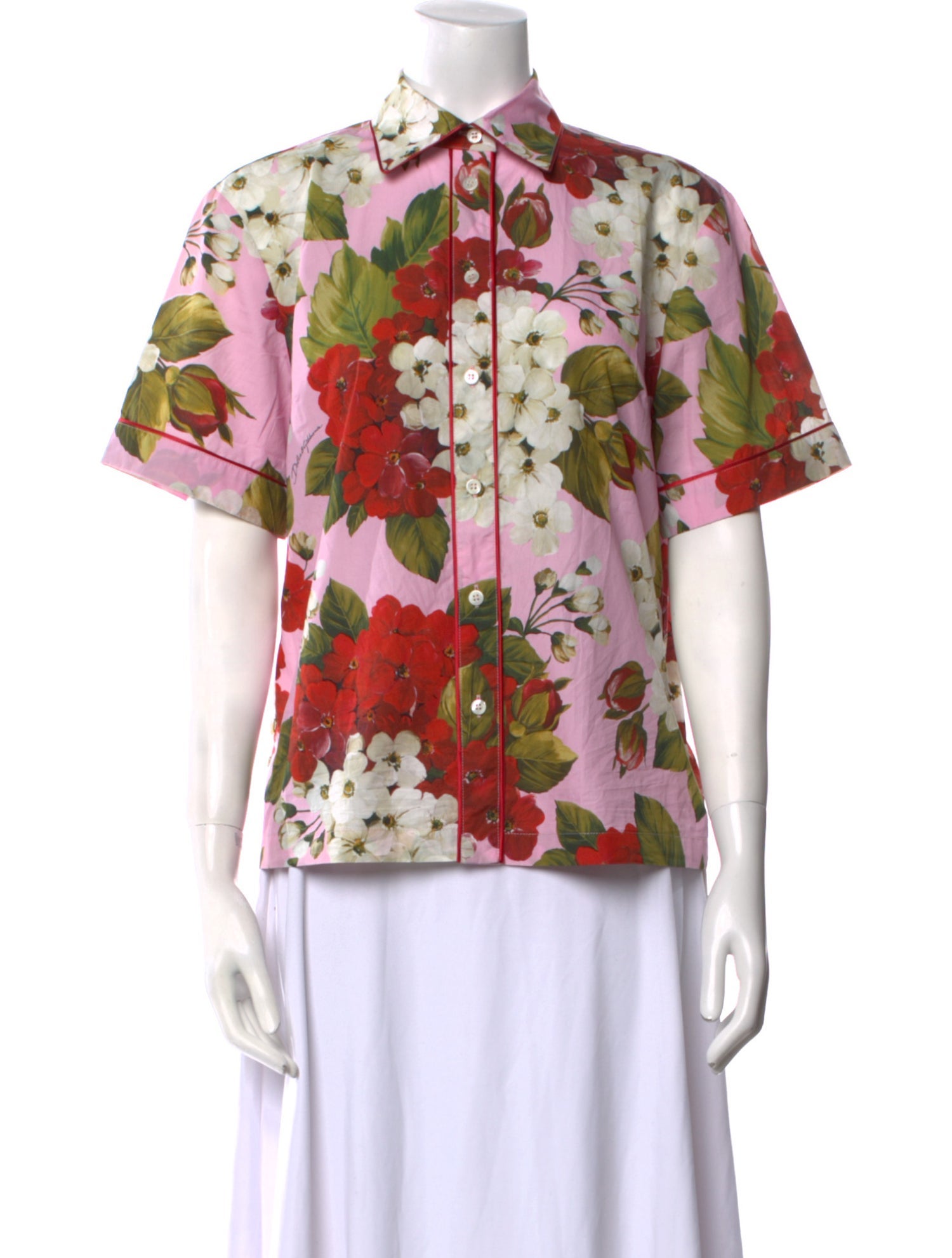 Dolce & Gabbana Floral Print Short Sleeve Button-Up Top