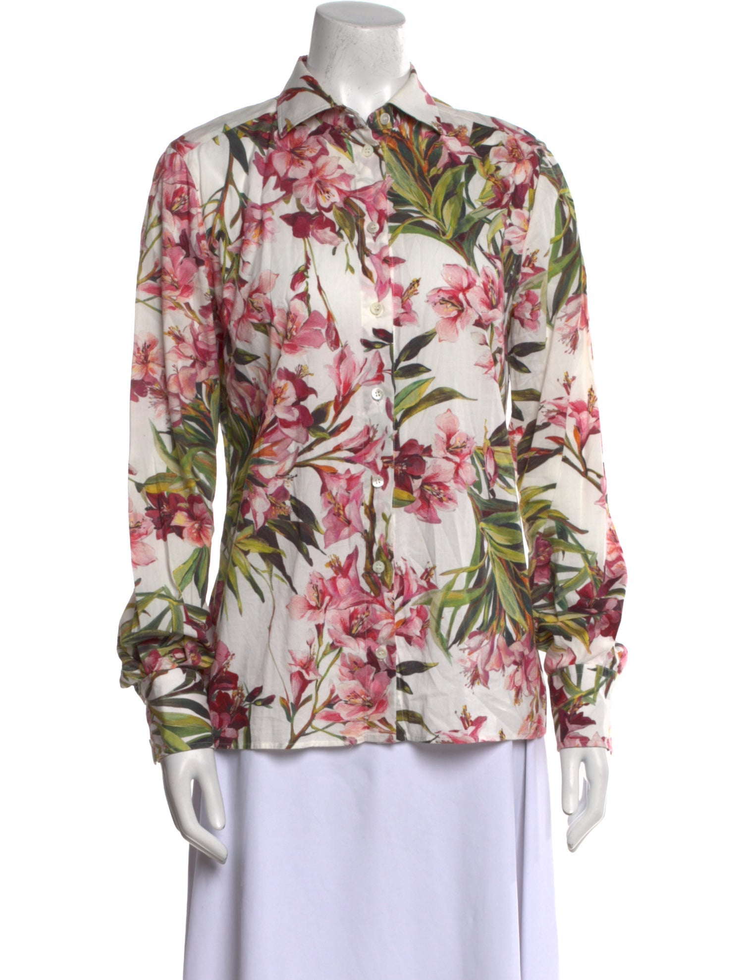 Dolce & Gabbana Floral Print Long Sleeve Button-Up Top