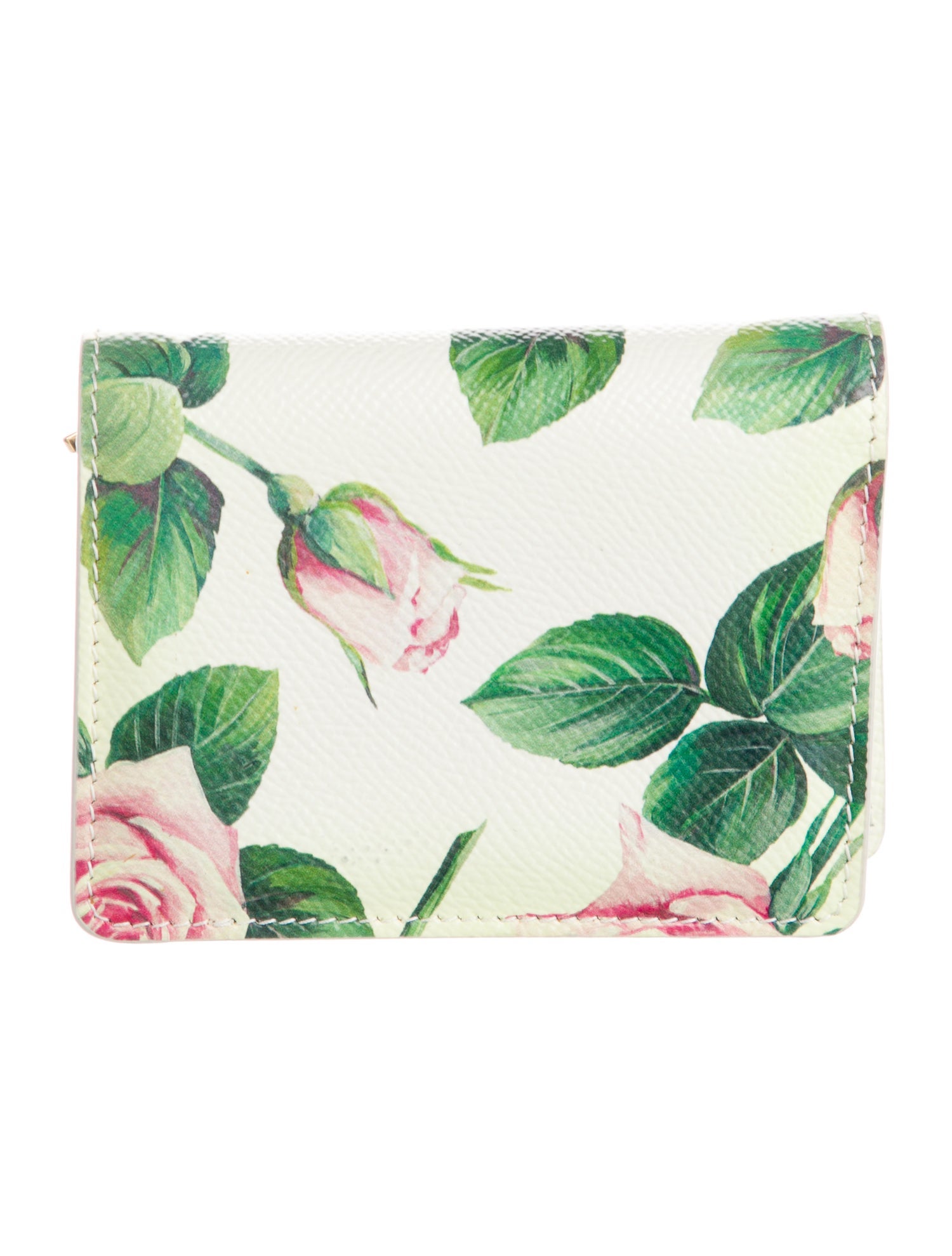Dolce & Gabbana Leather Floral Print Compact Wallet