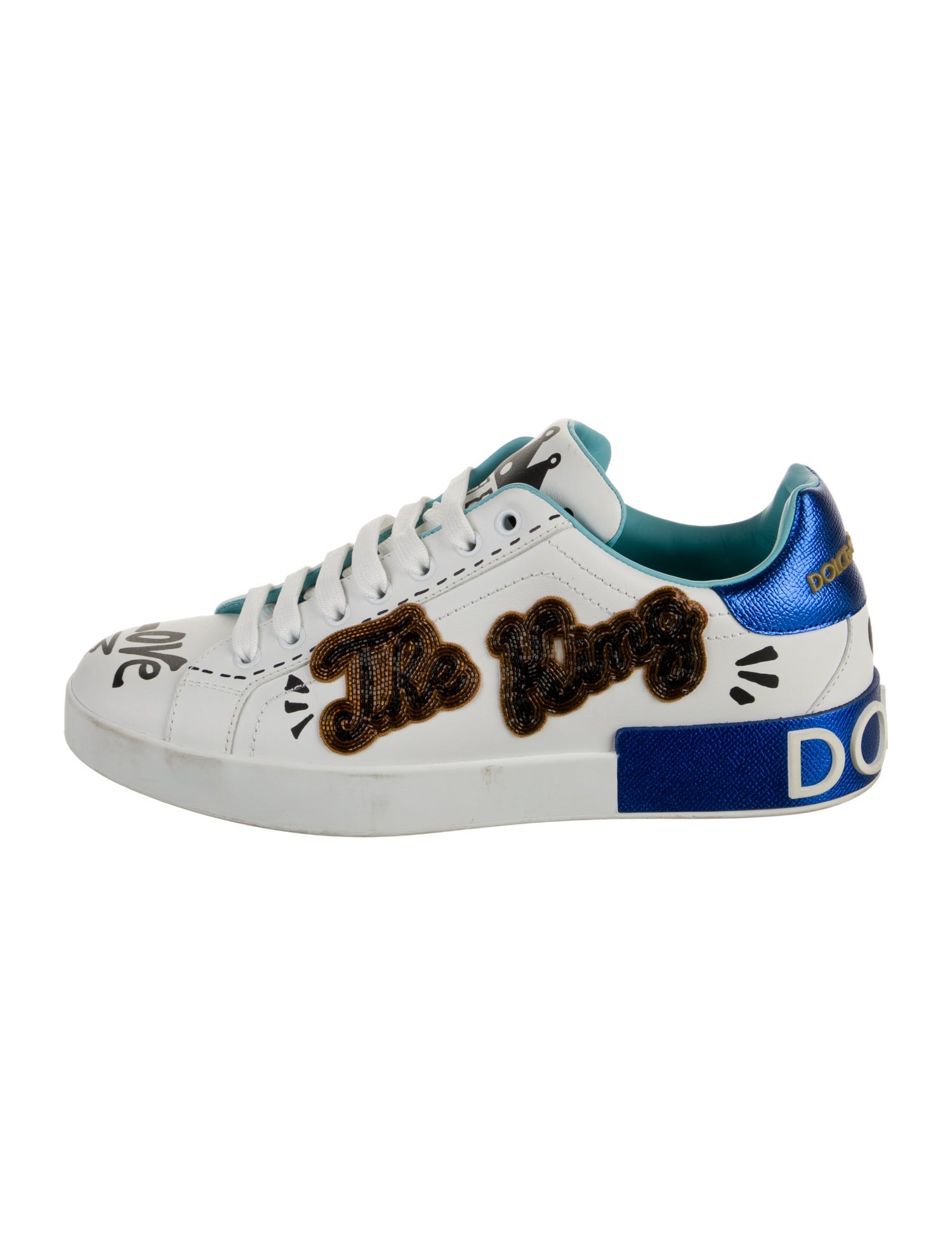Dolce & Gabbana Leather Colorblock Pattern Sneakers w/ Tags