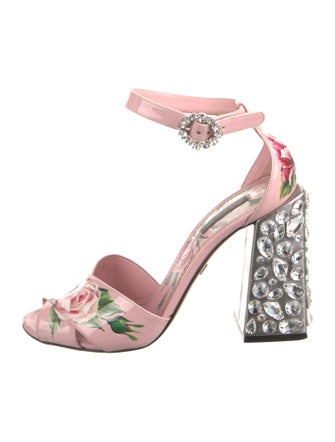 Dolce & Gabbana Patent Leather Floral Print Sandals